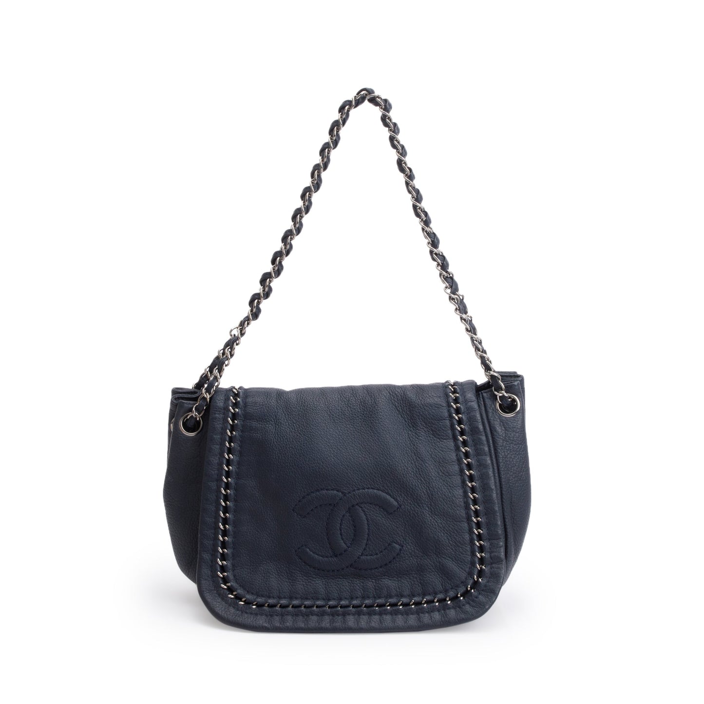 Chanel Navy Luxe Ligne Accordion Flap Calfskin Travel Bag