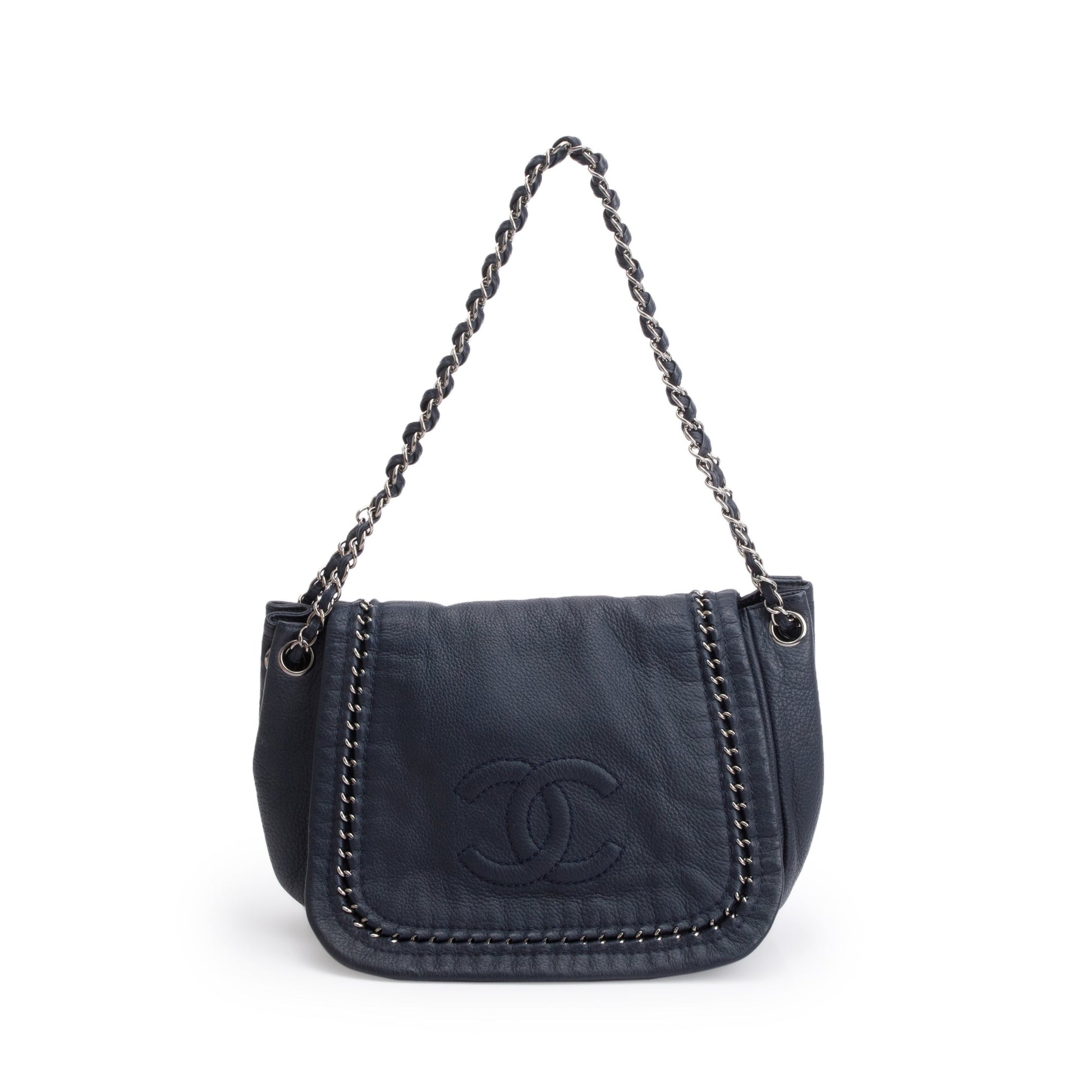 Chanel Navy Luxe Ligne Accordion Flap Calfskin Travel Bag