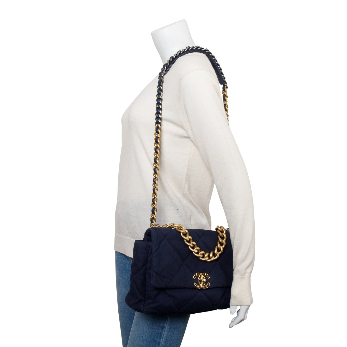 Chanel Navy 19 Flap Canvas Travel Bag
