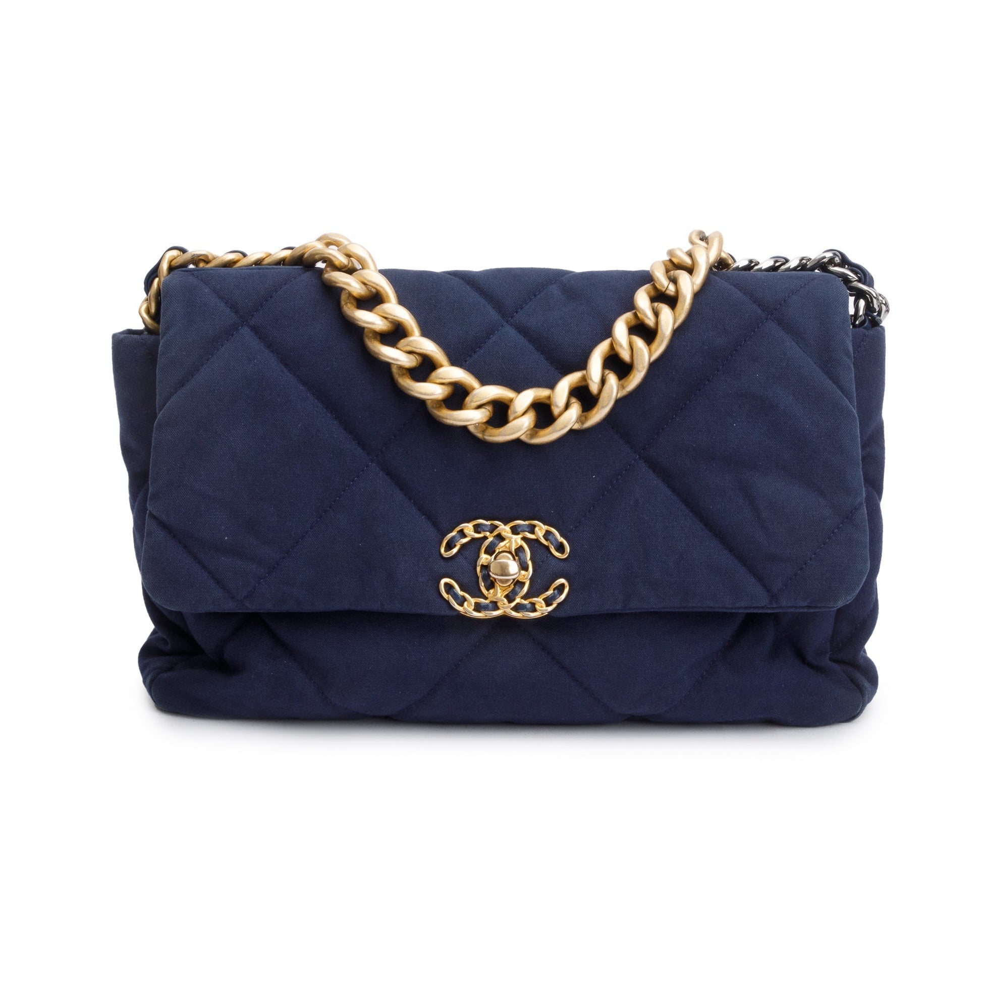 Chanel Navy 19 Flap Canvas Travel Bag