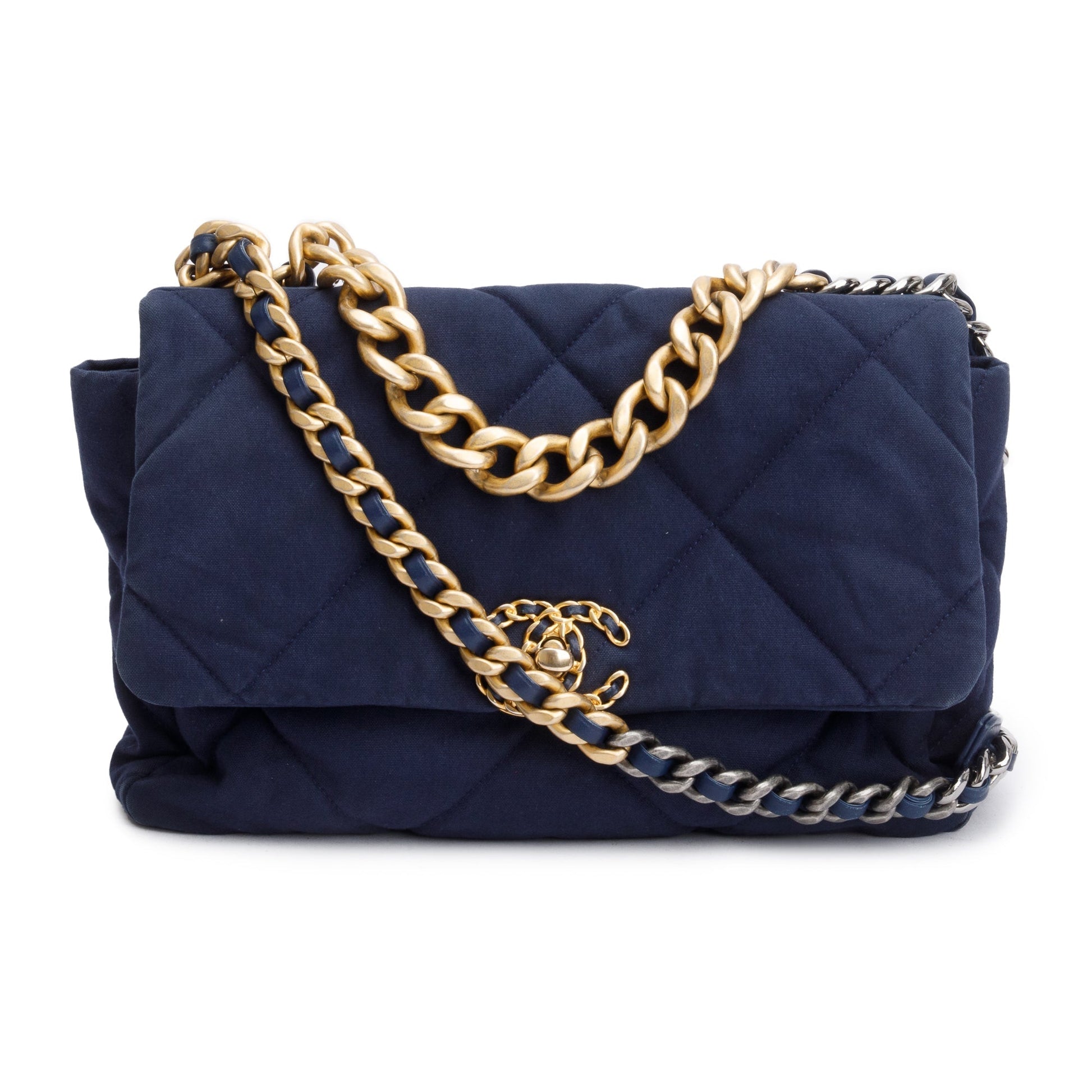 Chanel Navy 19 Flap Canvas Travel Bag