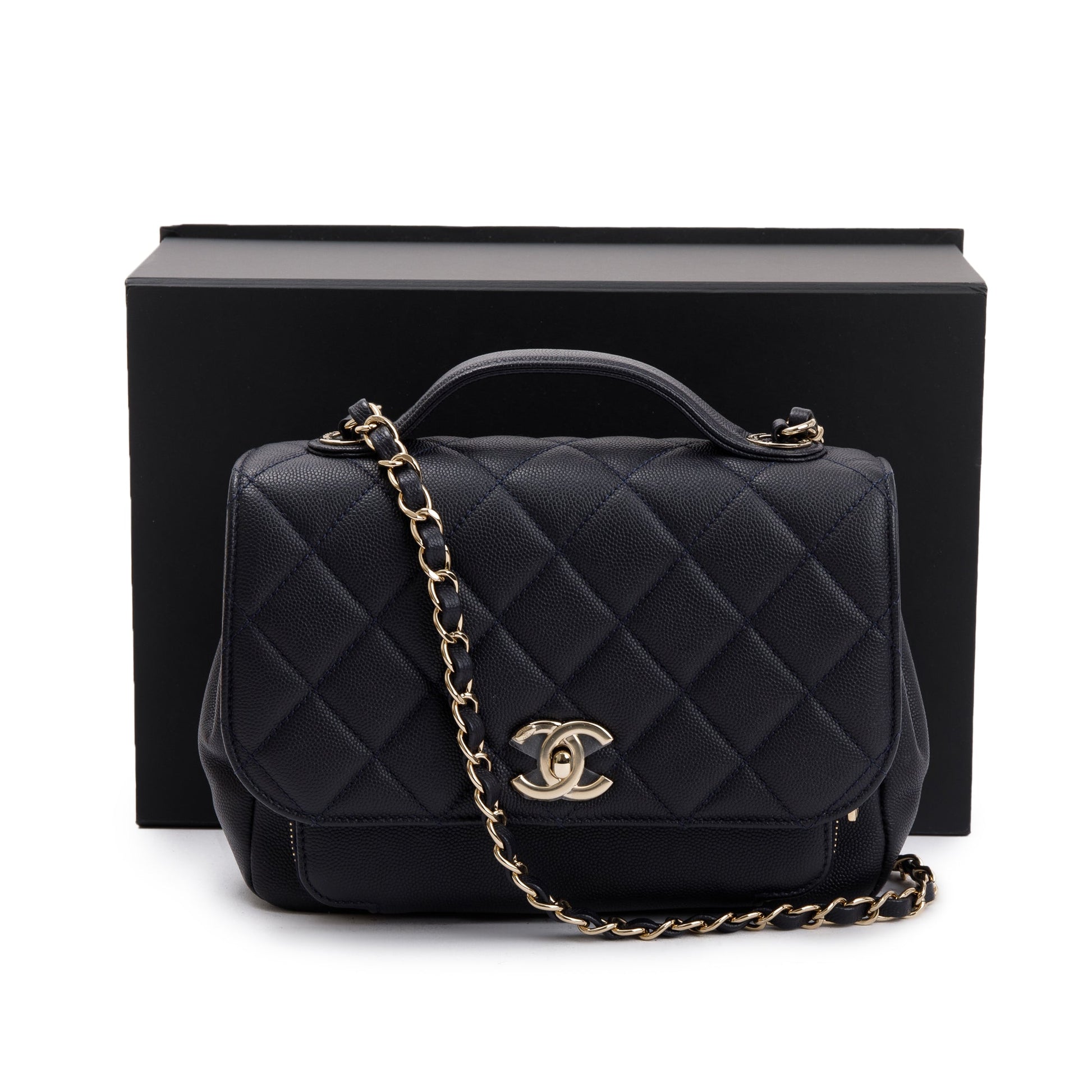 Chanel Navy Caviar Business Affinity Flap Leather Travel Bag