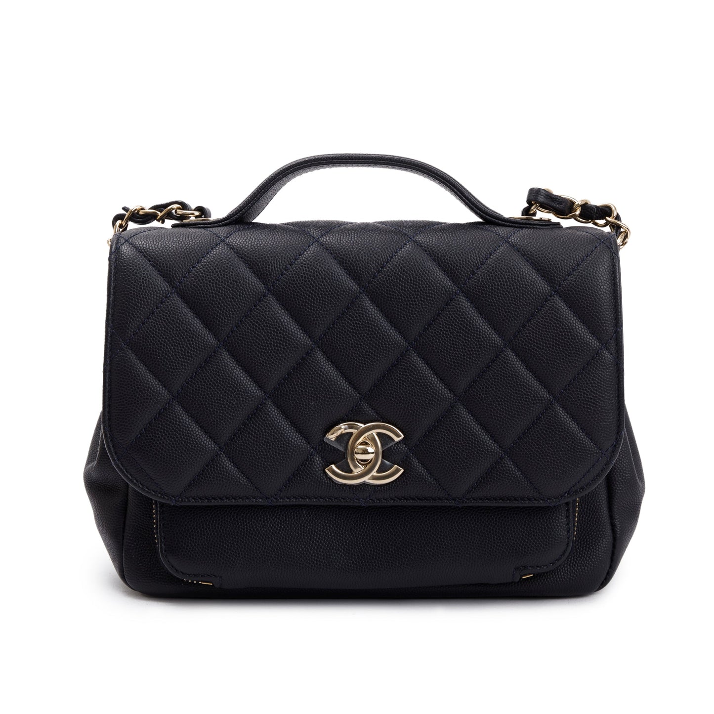 Chanel Navy Caviar Business Affinity Flap Leather Travel Bag