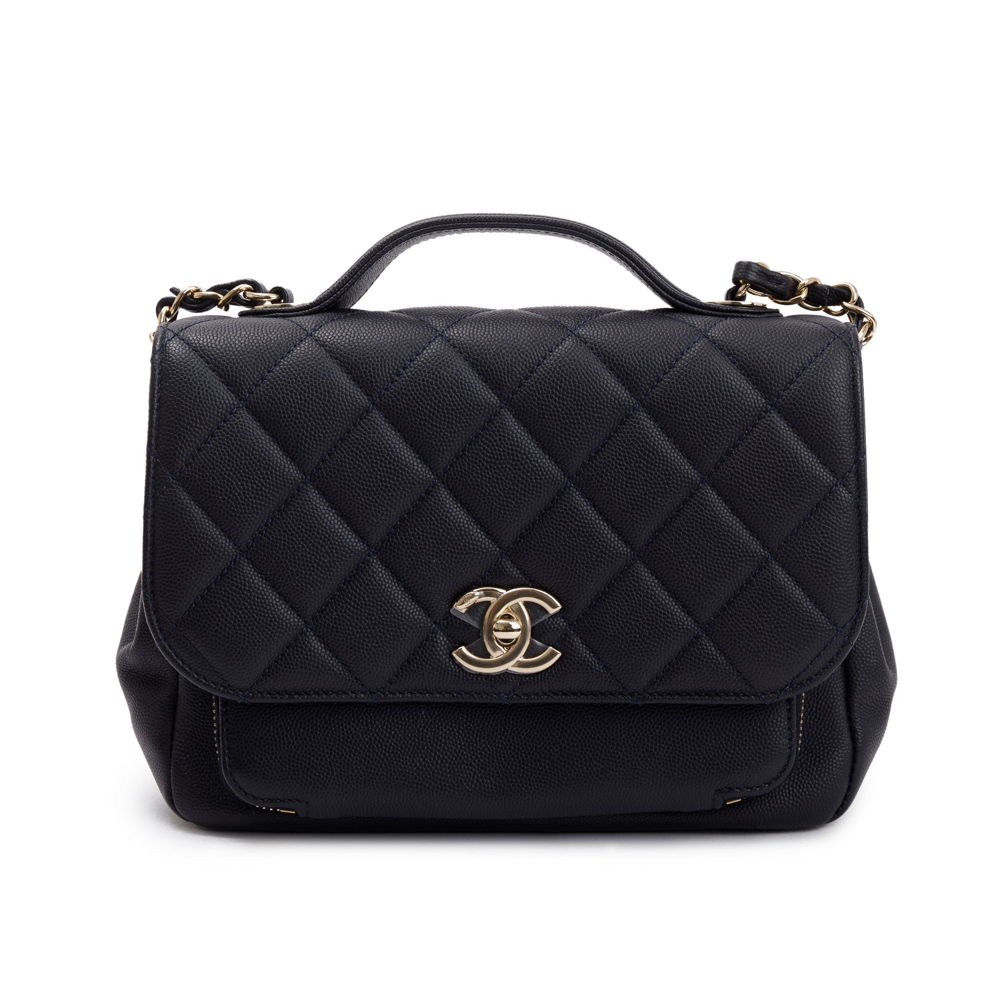 Chanel Navy Caviar Business Affinity Flap Leather Travel Bag