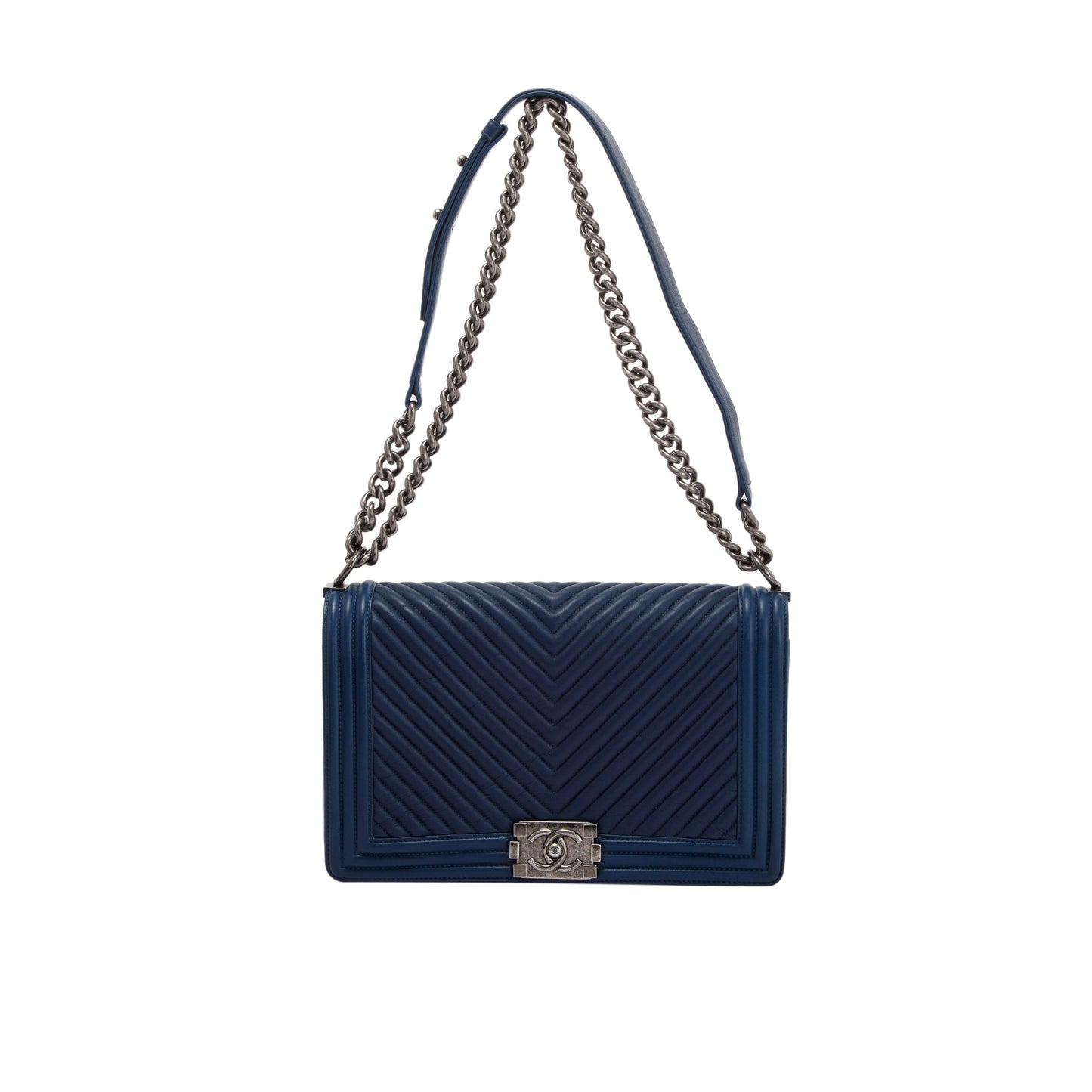 Chanel Navy Chevron Boy Travel Bag