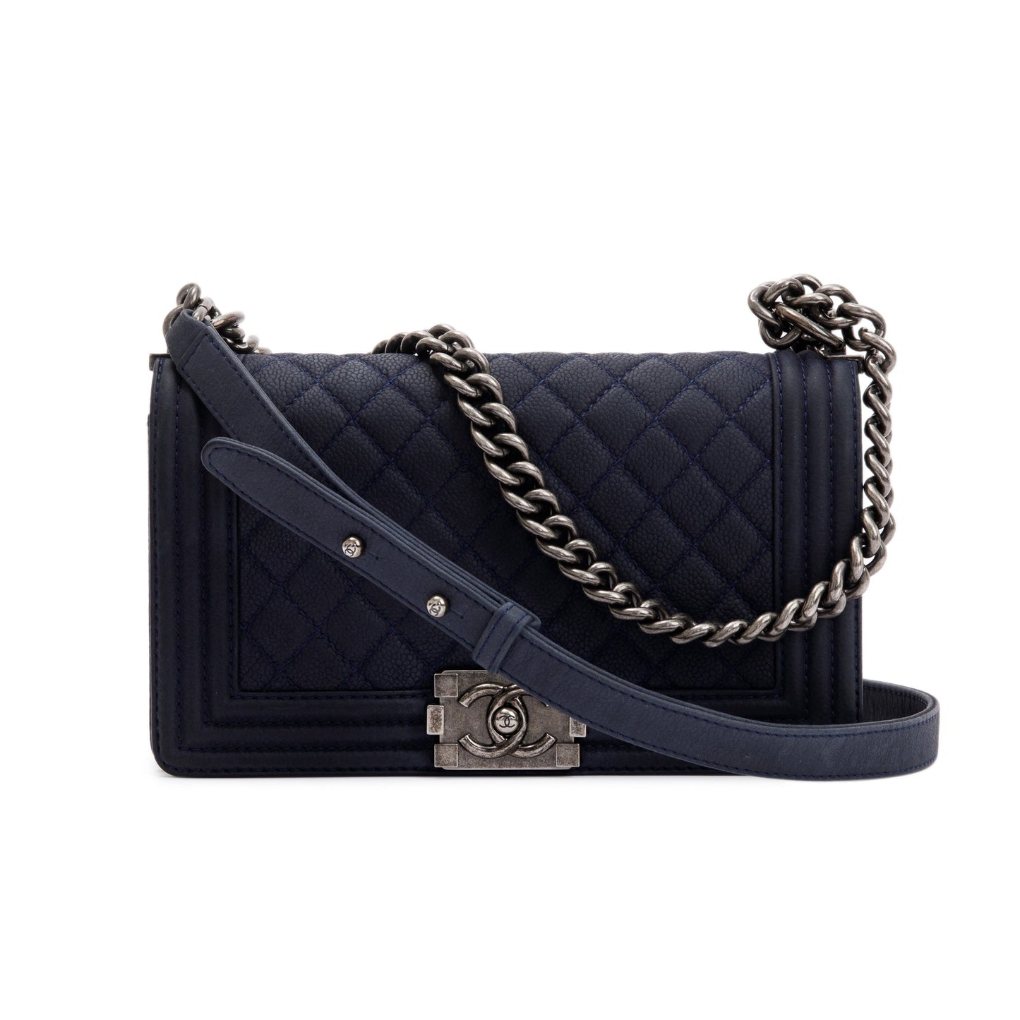 Chanel Navy Suede Boy Calfskin Travel Bag
