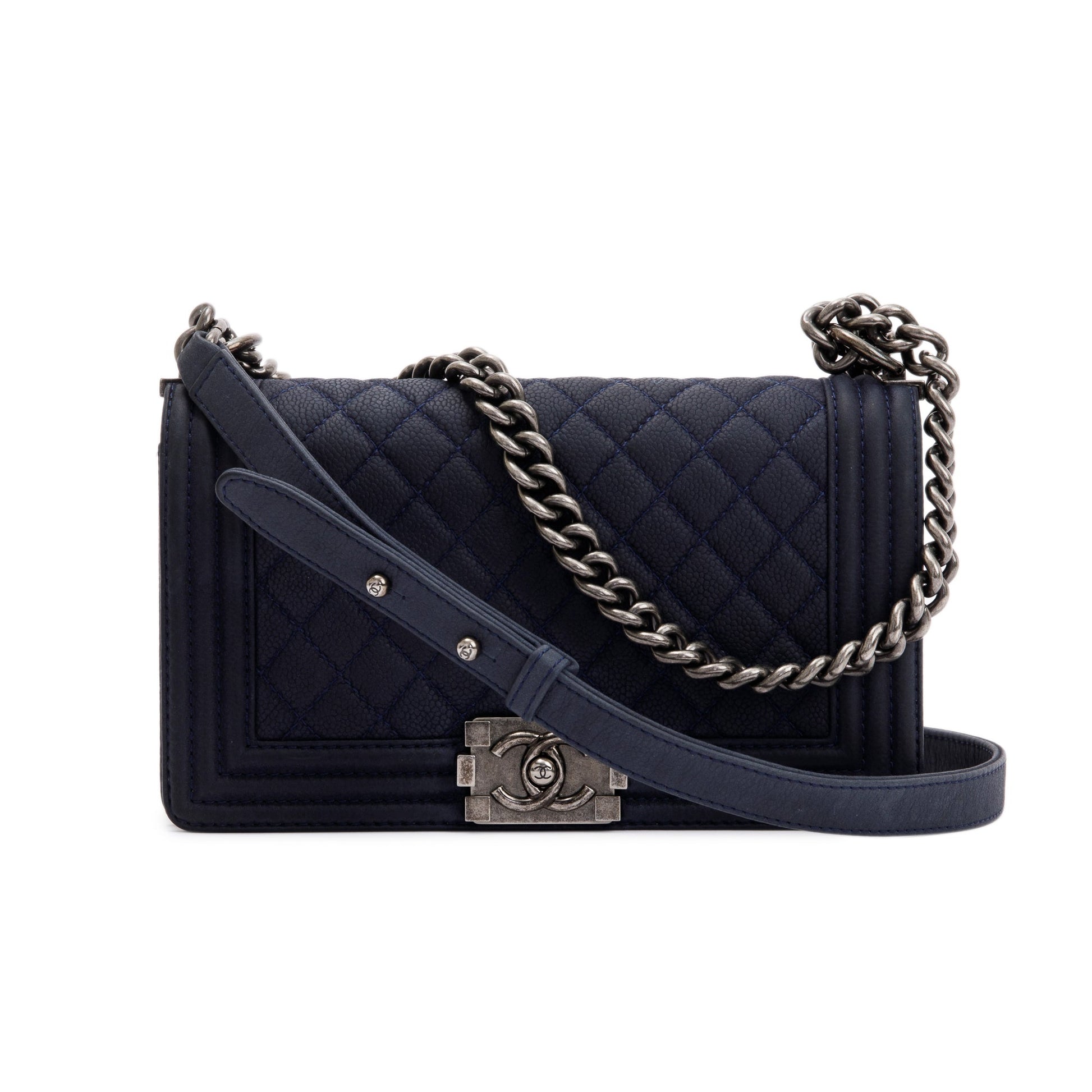 Chanel Navy Suede Boy Calfskin Travel Bag
