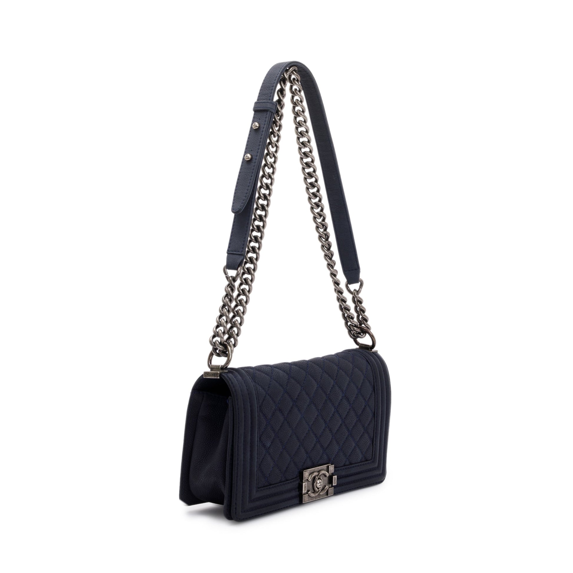 Chanel Navy Suede Boy Calfskin Travel Bag