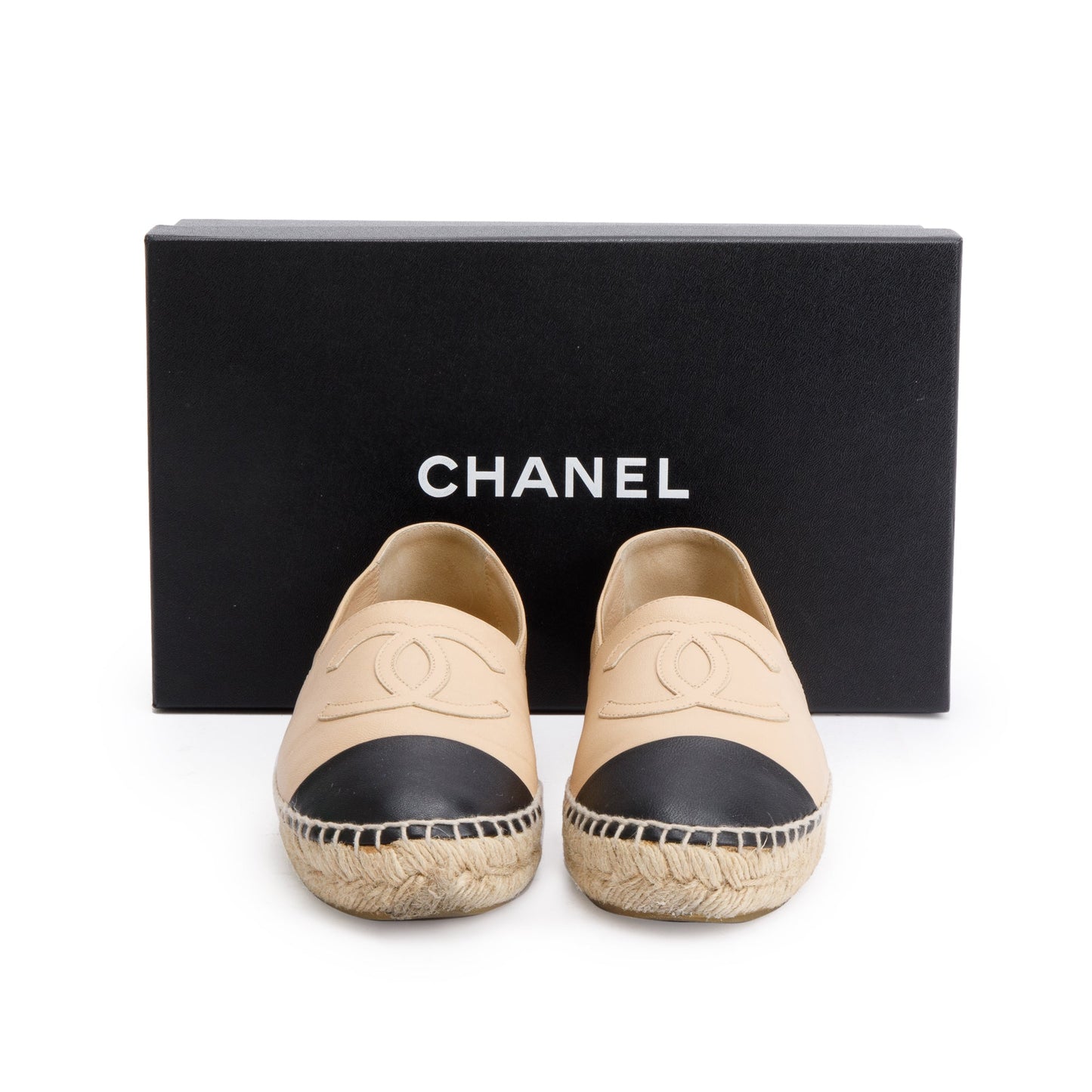 Chanel Neutral & CC Logo Espadrilles Leather Black Travel Bag