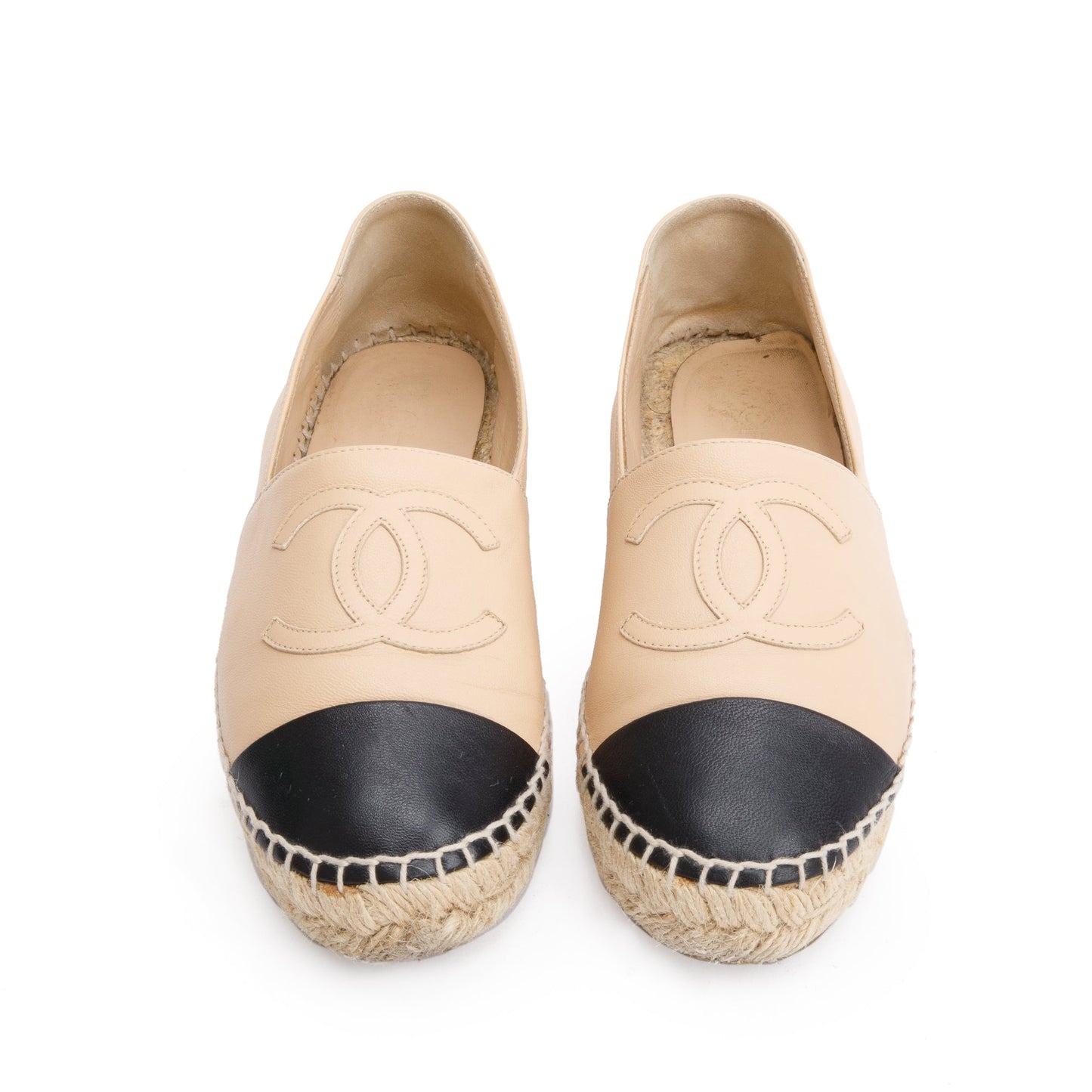 Chanel Neutral & CC Logo Espadrilles Leather Black Travel Bag