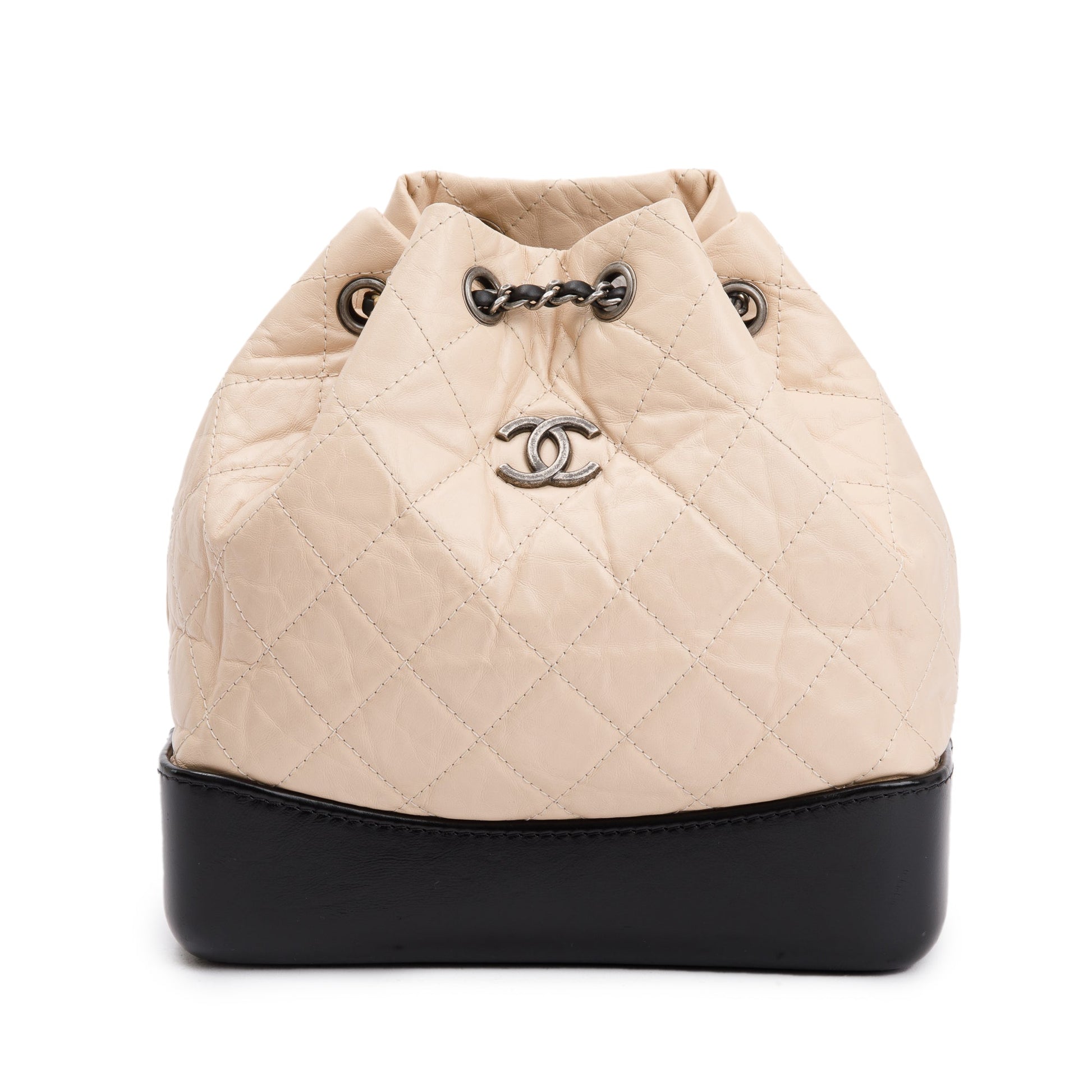 Chanel Neutral Gabrielle Backpack Leather Travel Bag