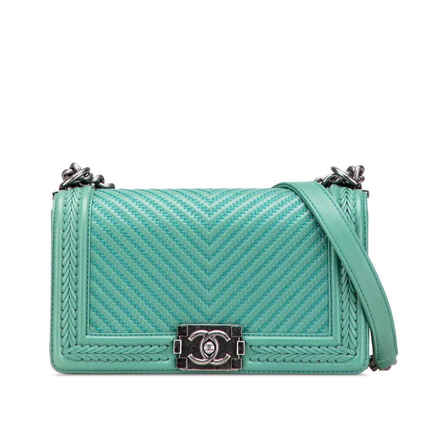 Chanel New Braided Chevron Lambskin Boy Flap Handbag