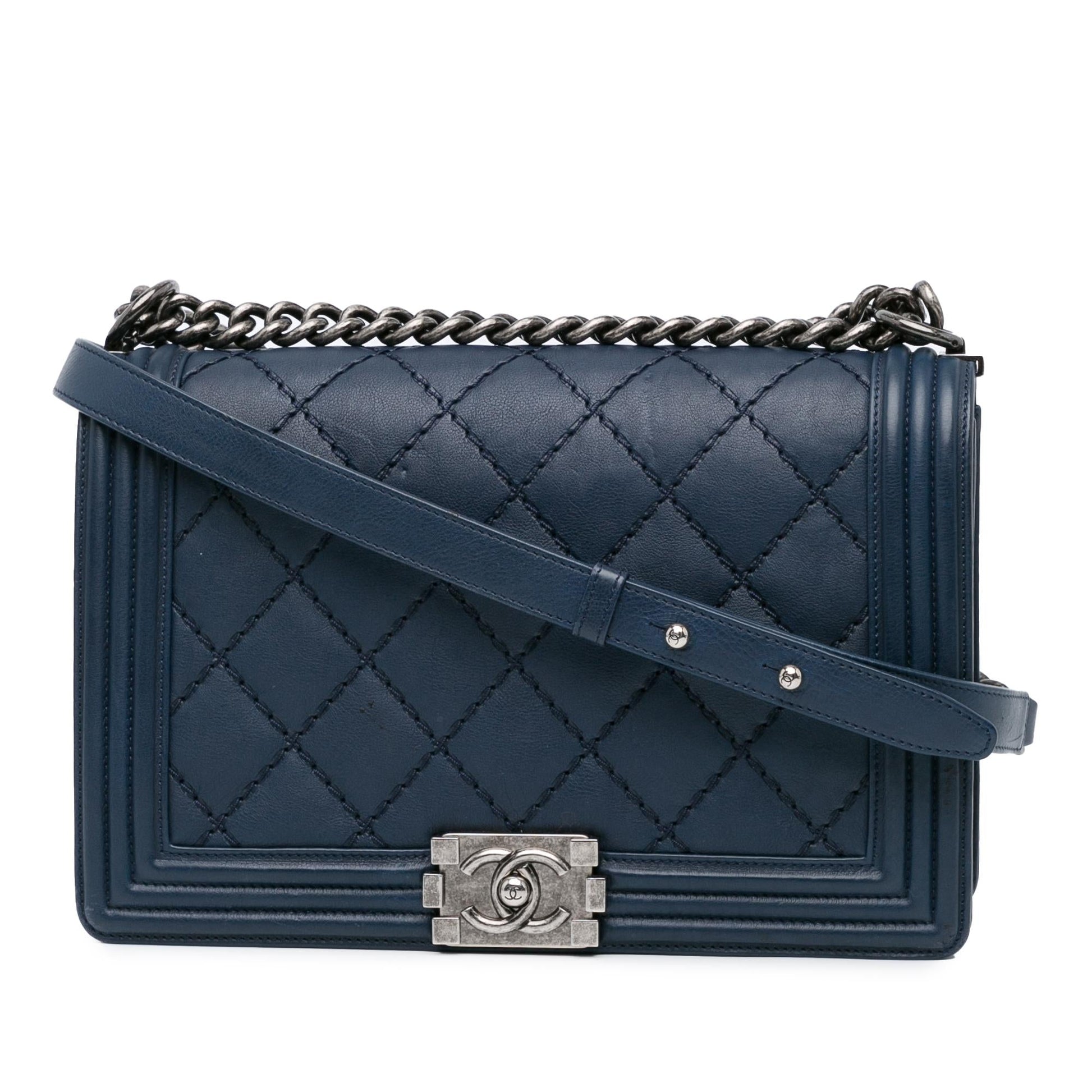 Chanel New Calfskin Double Stitch Boy Flap Handbag