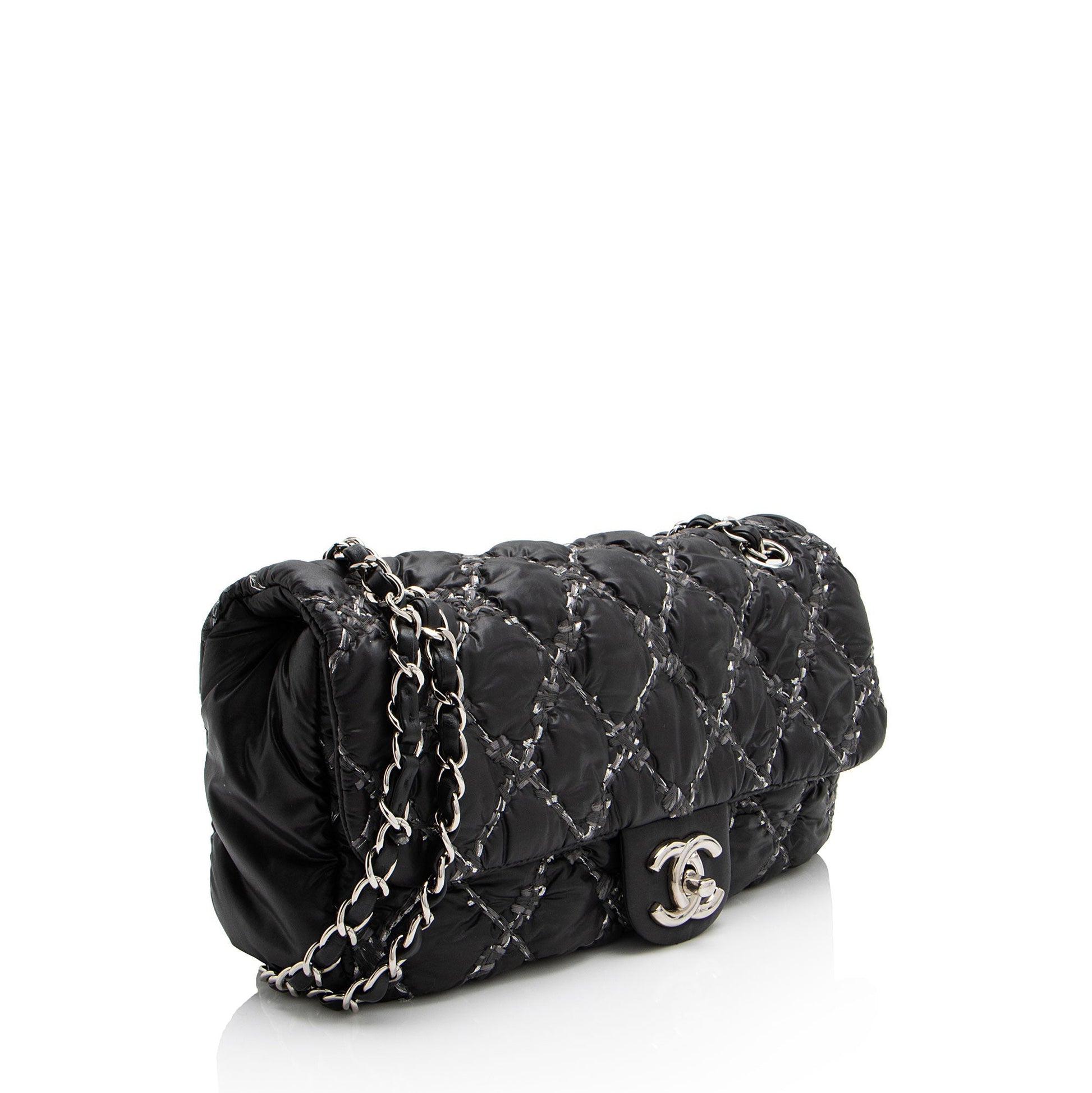 Chanel Nylon Quilted Tweed On Stitch Flap Shoulder Bag