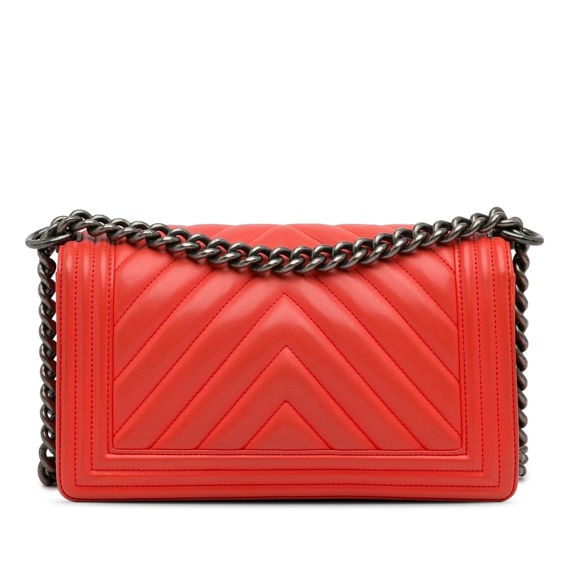 Chanel Old Chevron Calfskin Boy Flap Handbag