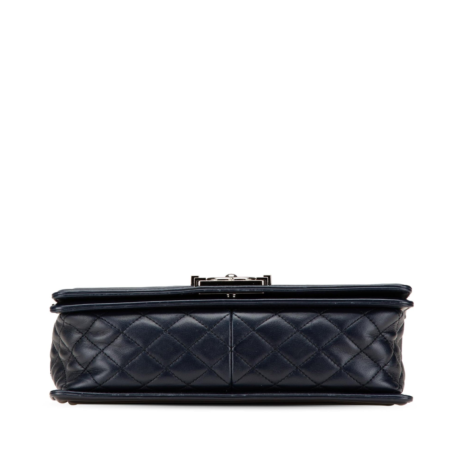 Chanel Old Chevron Diamond Quilted Lambskin Boy Handbag