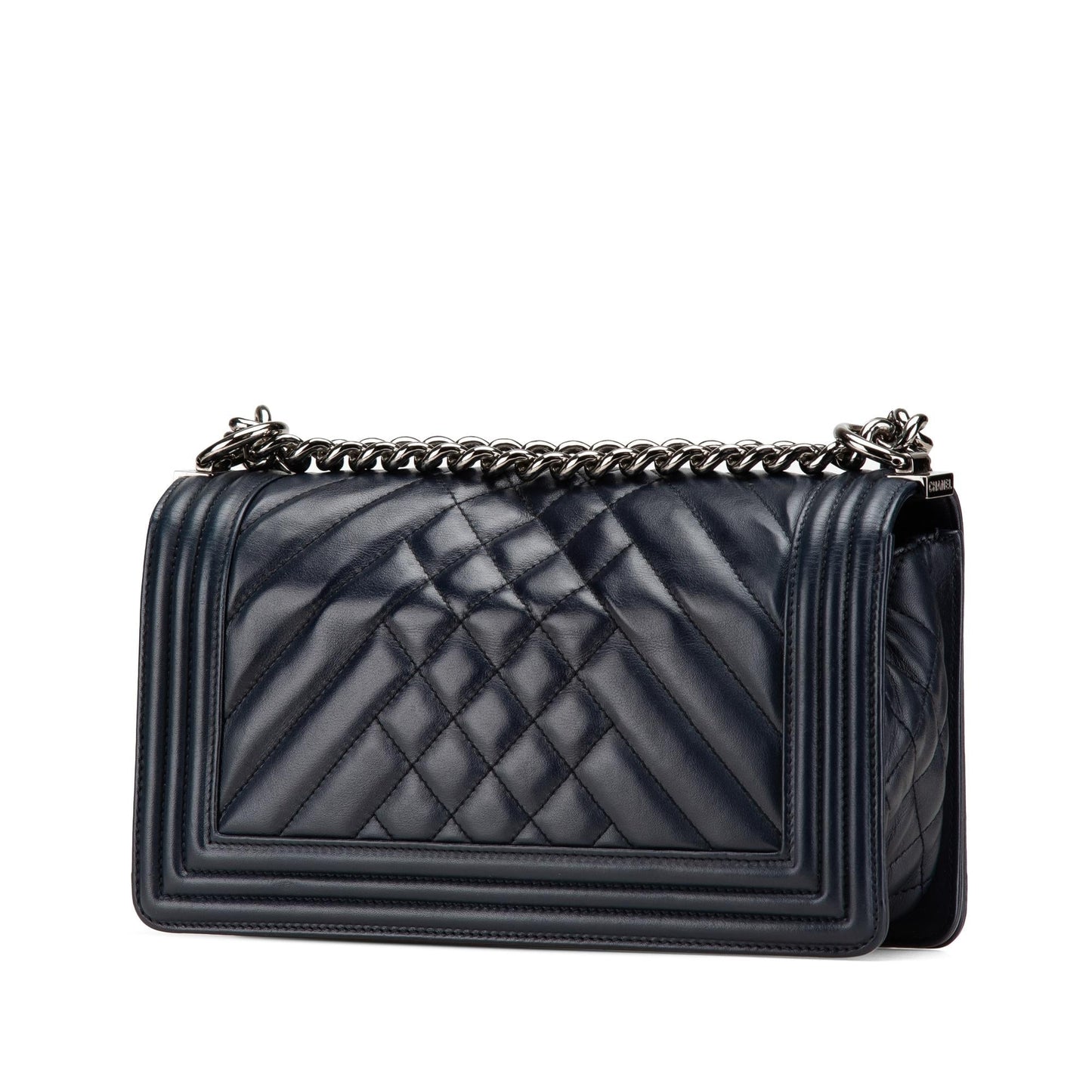 Chanel Old Chevron Diamond Quilted Lambskin Boy Handbag