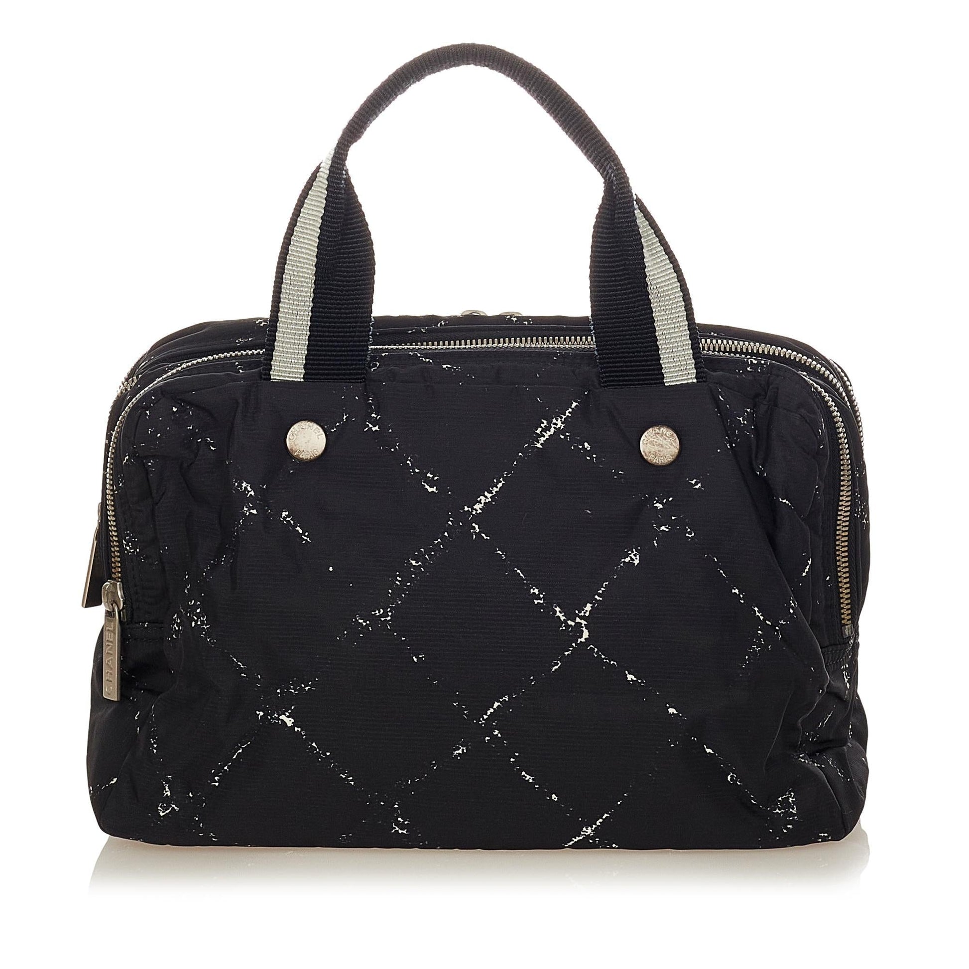 Chanel Old Line Nylon SHG Travel Bag Handbag Shg