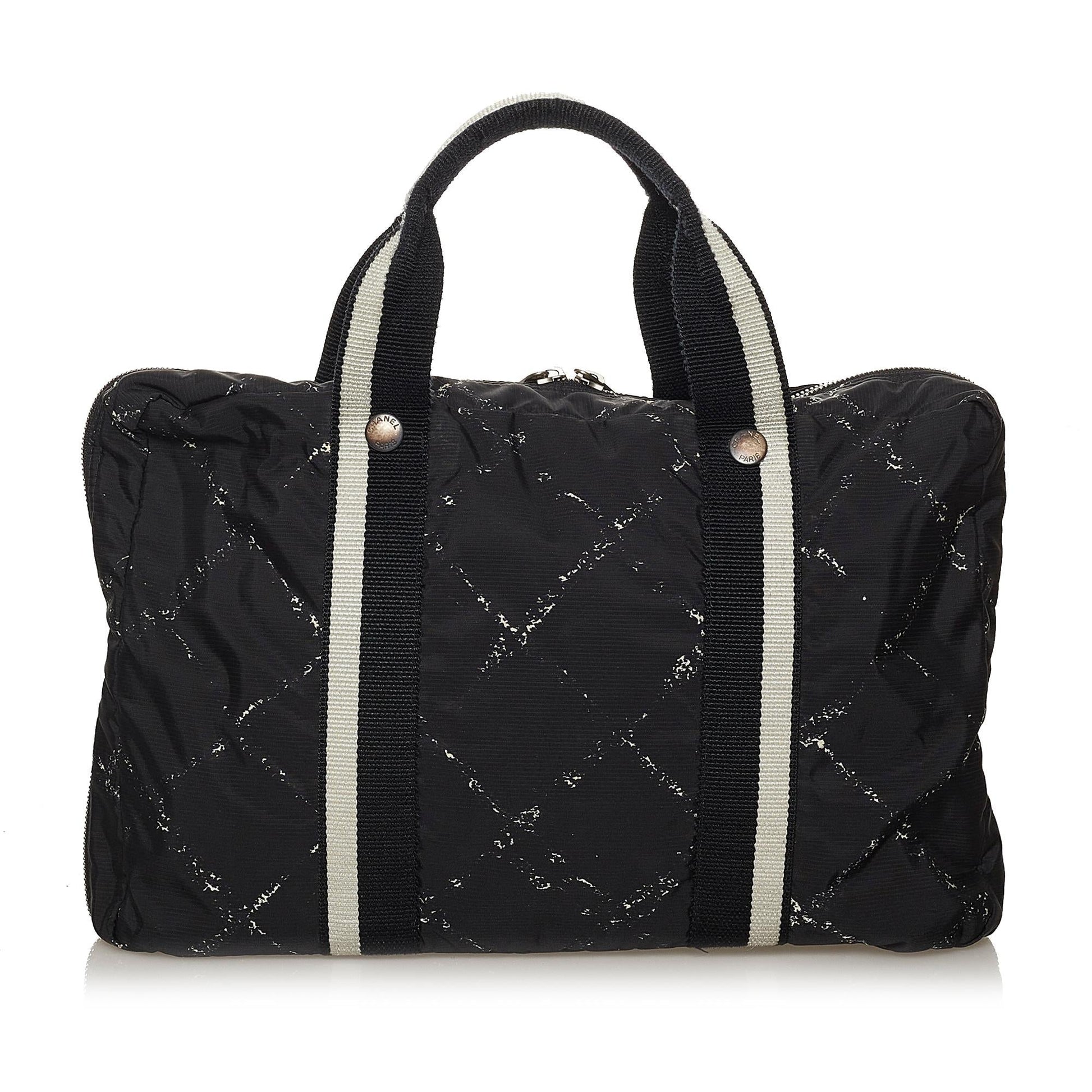 Chanel Old Line Nylon Laptop SHG Travel Bag