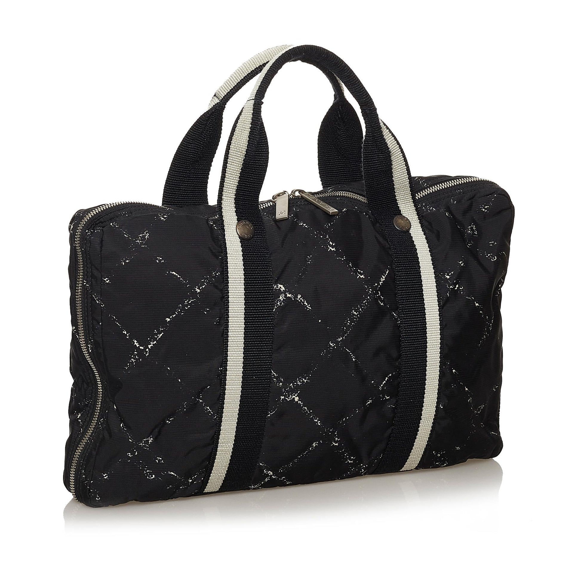 Chanel Old Line Nylon Laptop SHG Travel Bag