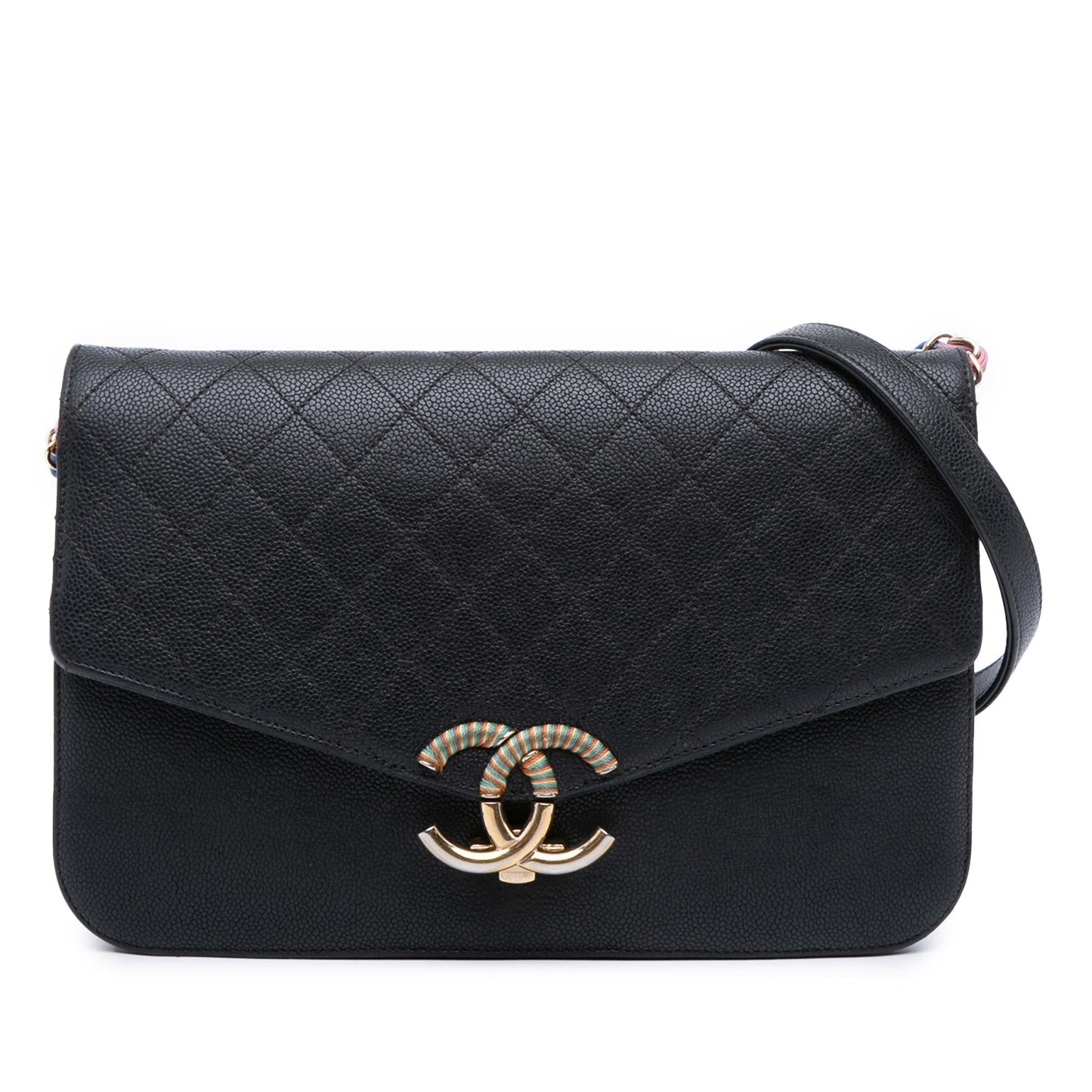 Chanel Paris Cuba Caviar Thread Around Flap Handbag