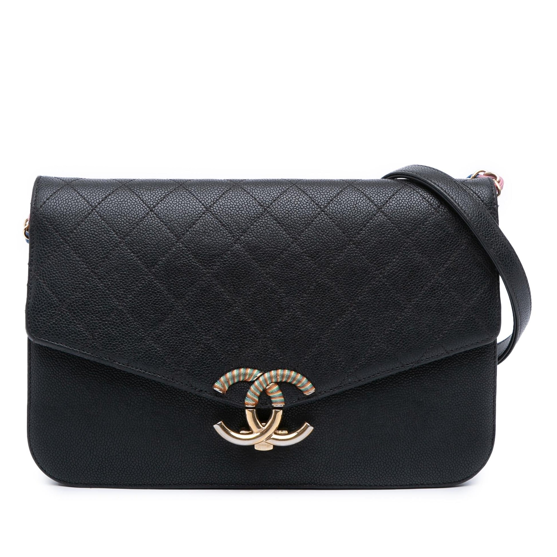 Chanel Paris Cuba Caviar Thread Around Flap Handbag