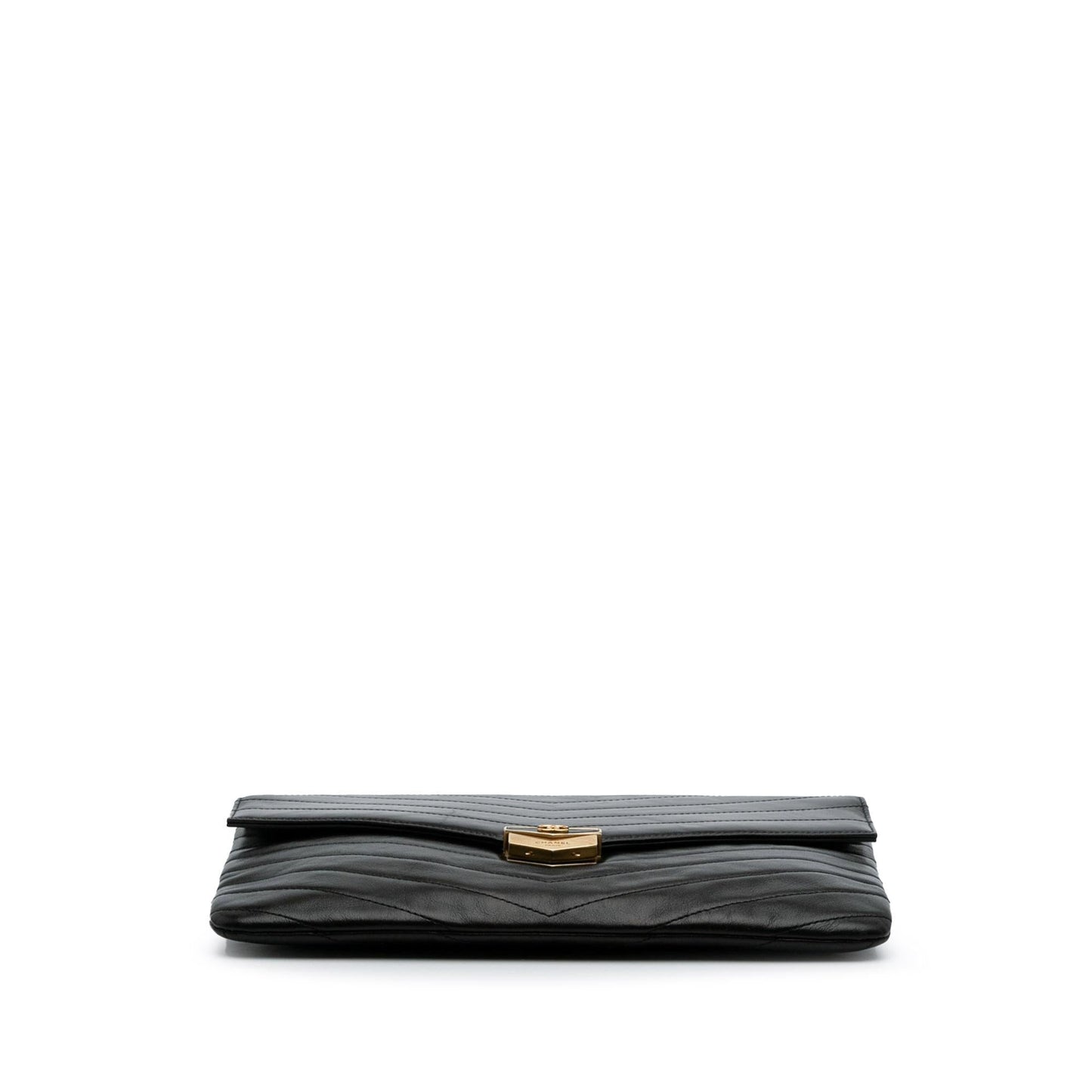 Chanel Paris Hamburg Chevron Lambskin Clutch Bag