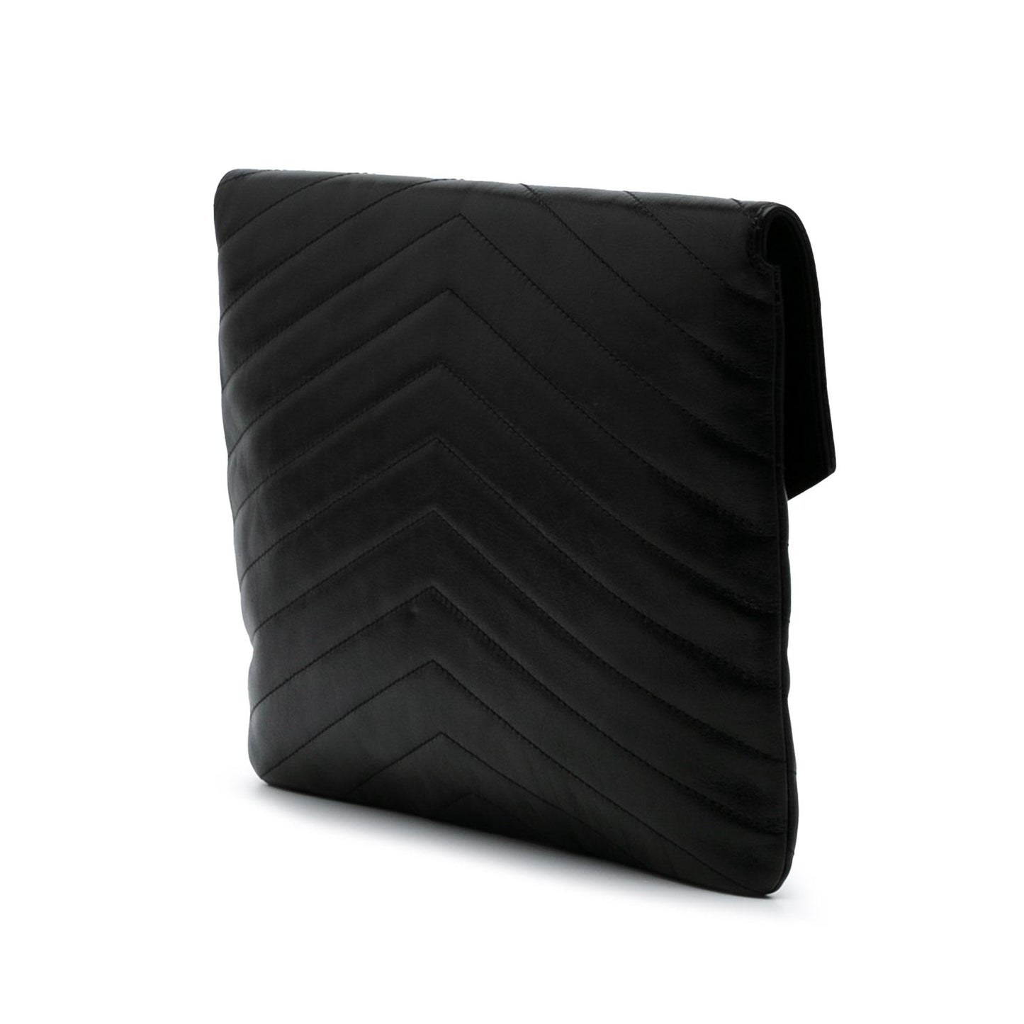 Chanel Paris Hamburg Chevron Lambskin Clutch Bag
