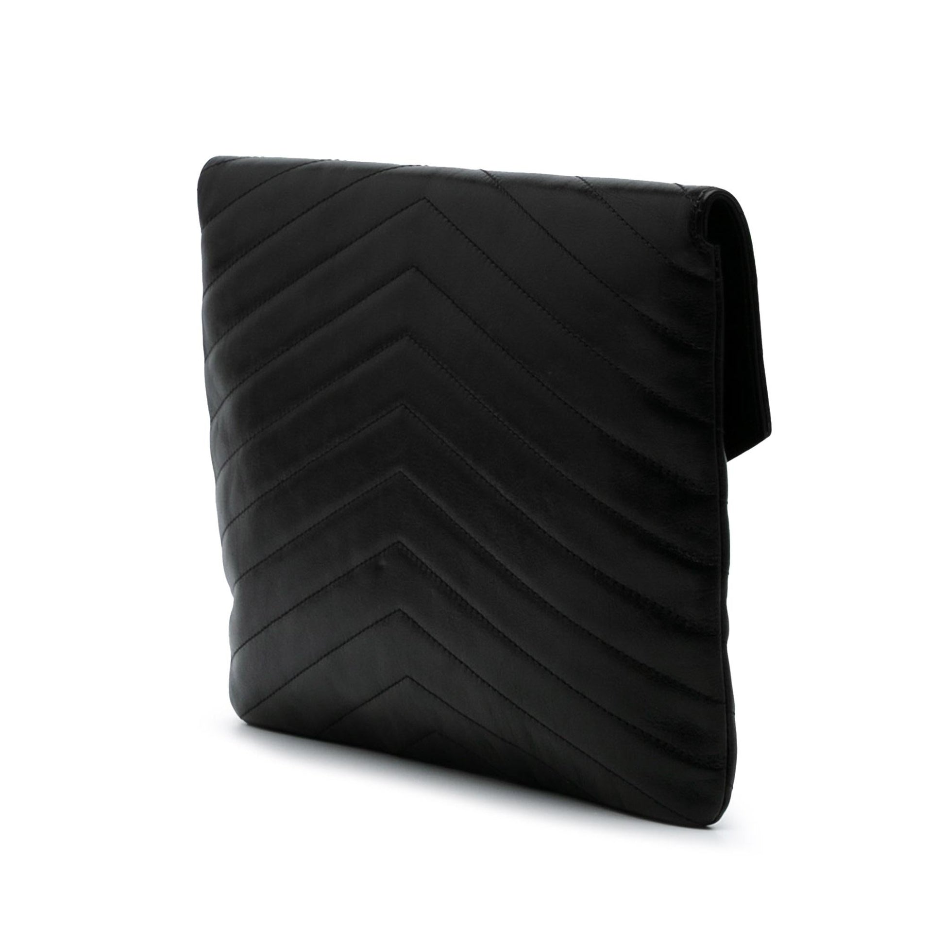 Chanel Paris Hamburg Chevron Lambskin Clutch Bag