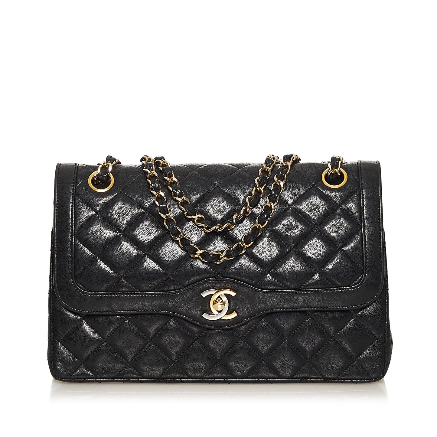 Chanel Paris Limited Edition Lambskin Double Flap Shoulder Bag