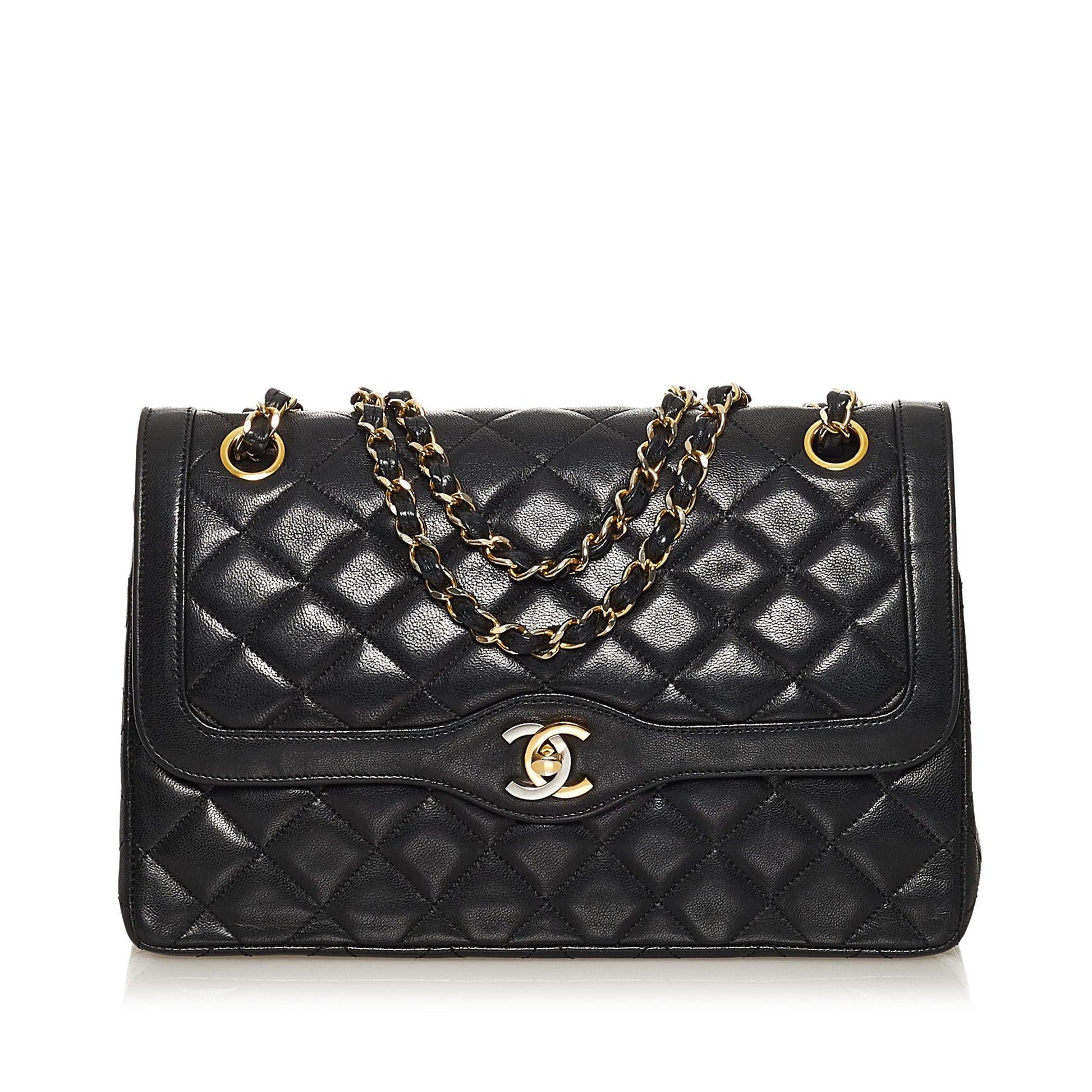 Chanel Paris Limited Edition Lambskin Double Flap Shoulder Bag