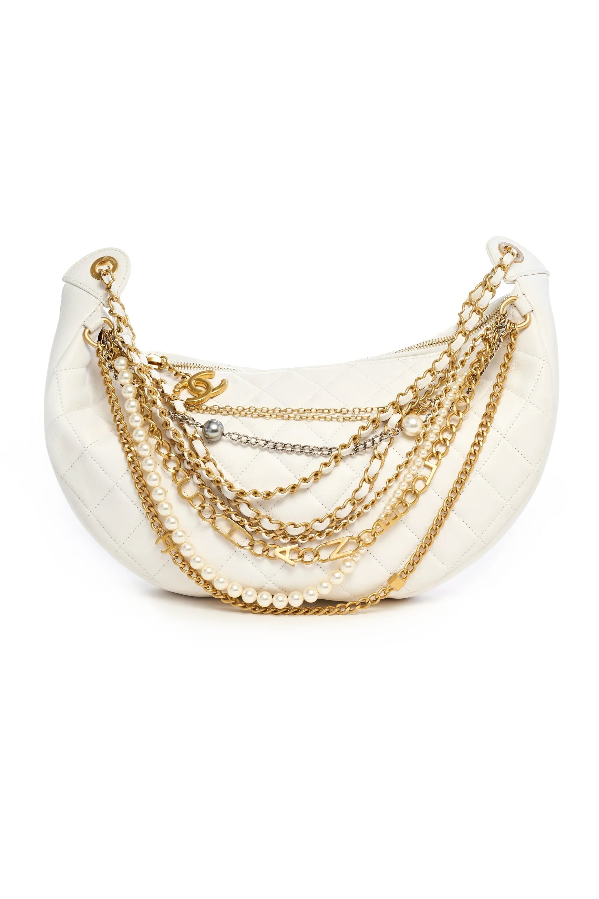 CHANEL PARIS NY ALL ABOUT CHAINS NAPPA LEATHER HOBO BAG