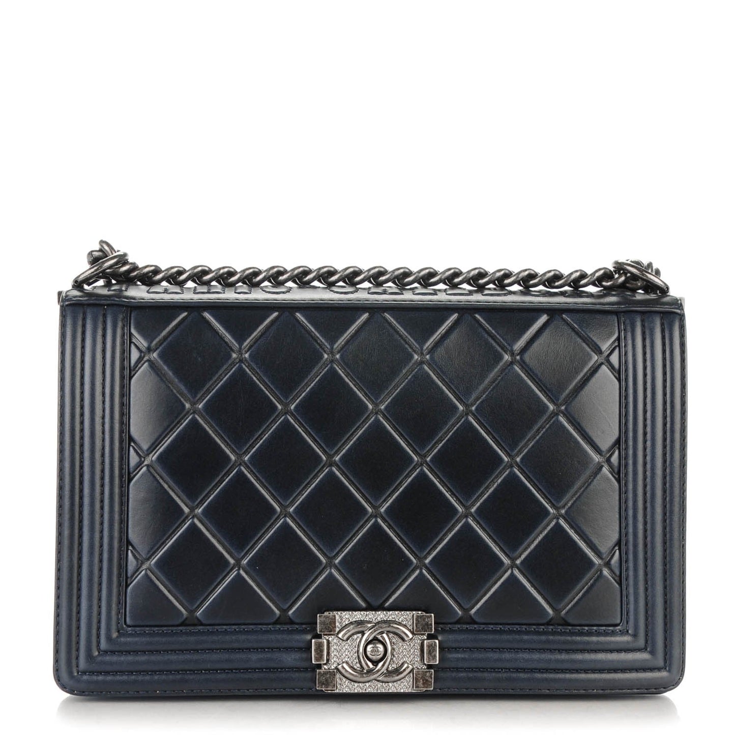 Chanel PARIS SALZBURG CALFSKIN EMBOSSED BOY FLAP Shoulder Bag