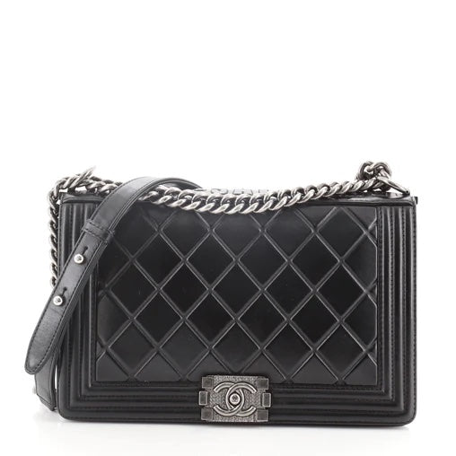 Chanel PARIS SALZBURG CALFSKIN EMBOSSED BOY FLAP Shoulder Bag