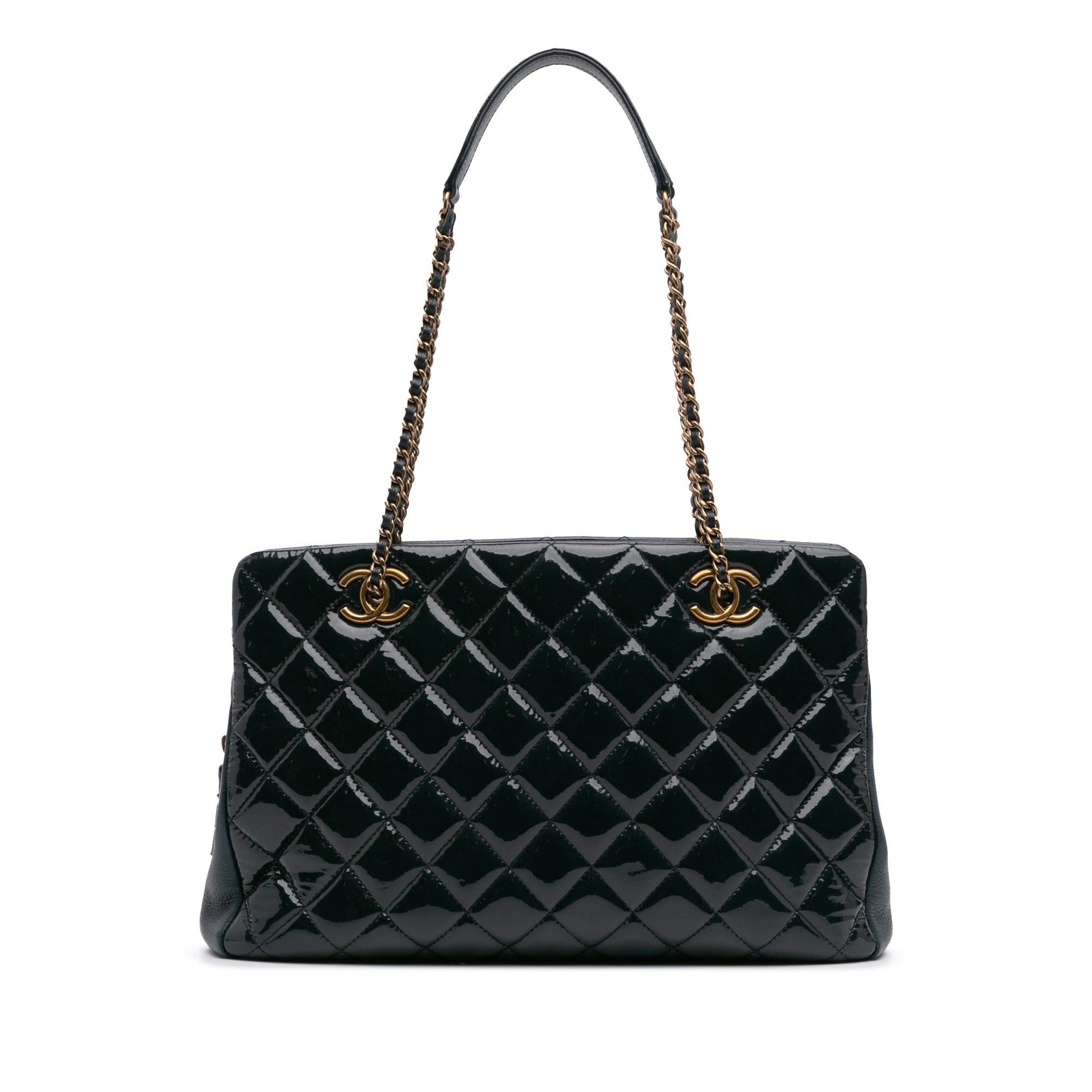 Chanel Paris Salzburg Patent Goatskin CC Eyelet Tote Bag