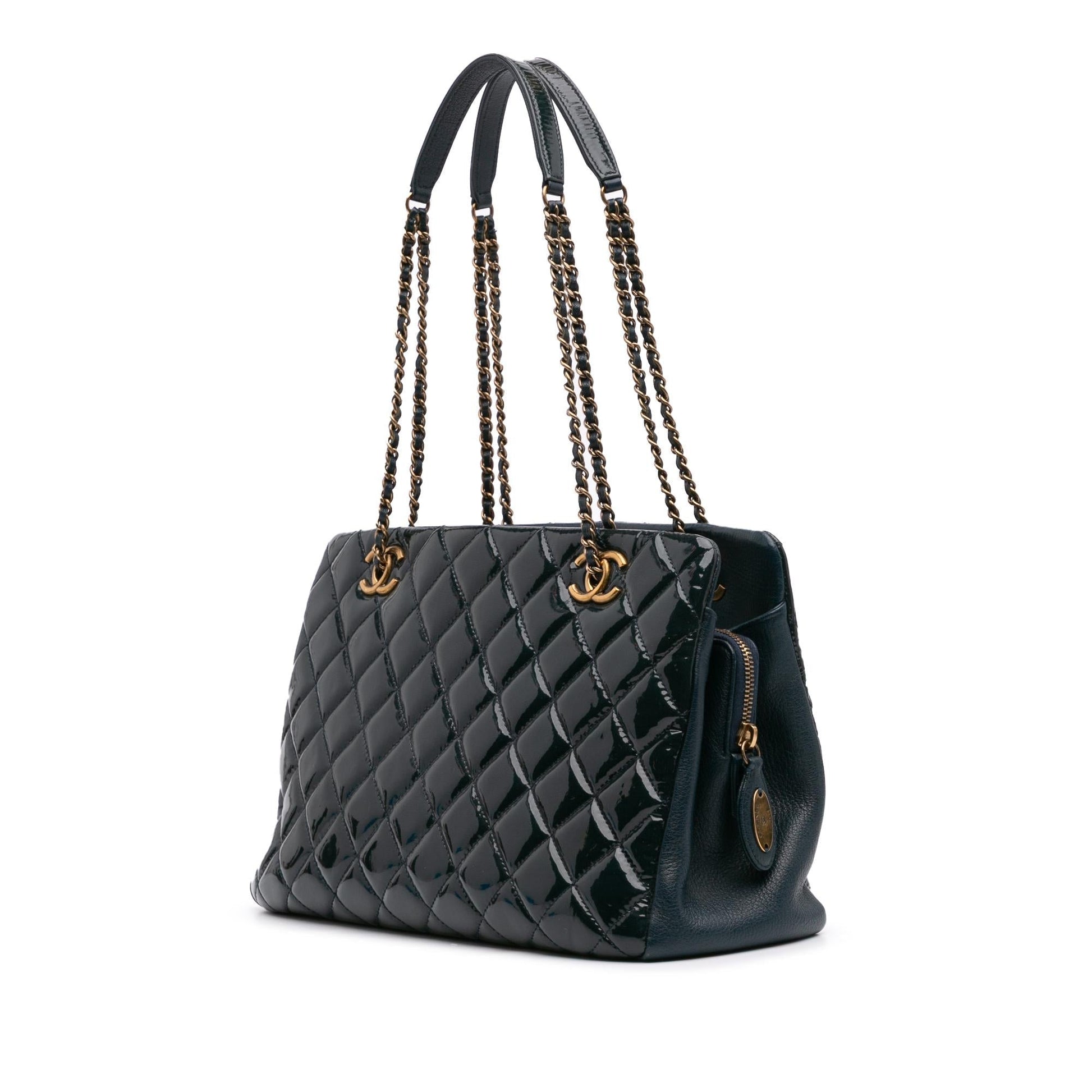 Chanel Paris Salzburg Patent Goatskin CC Eyelet Tote Bag