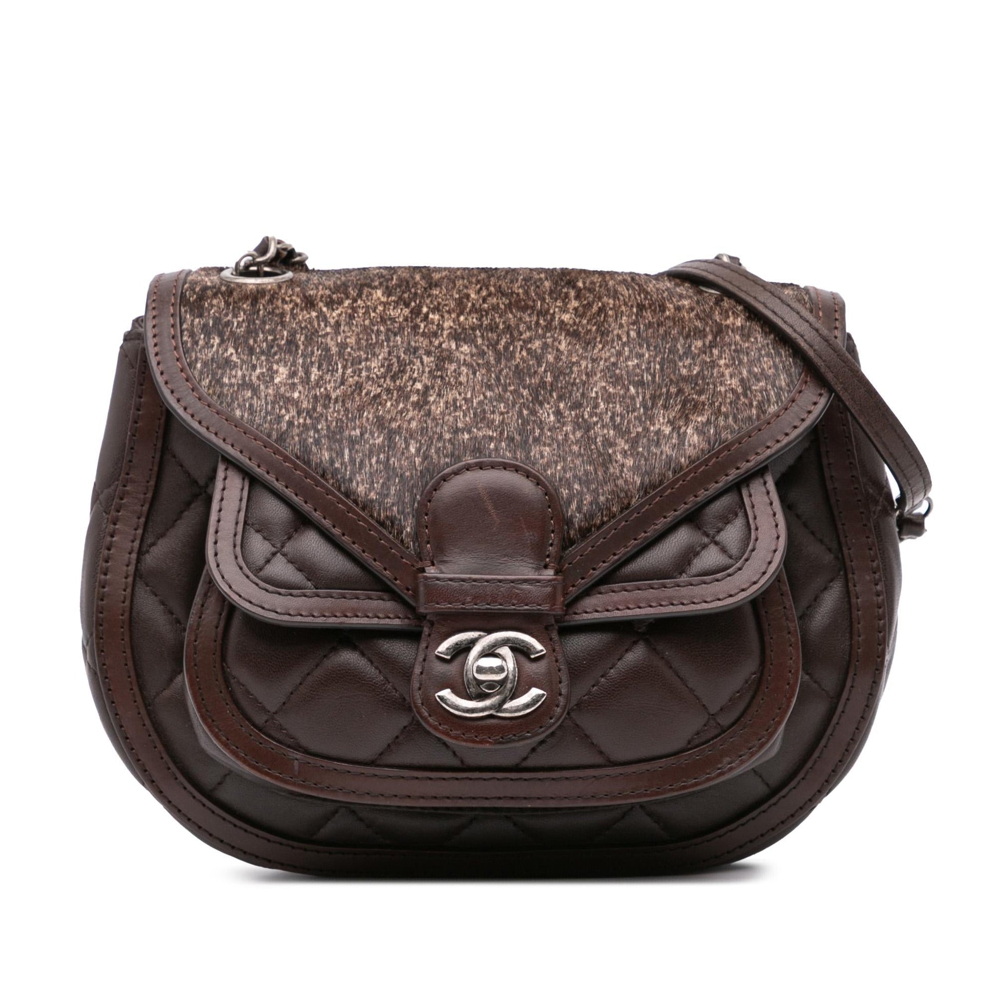 Chanel Paris-Salzburg Quilted Lambskin Pony Hair Saddle Crossbody Bag