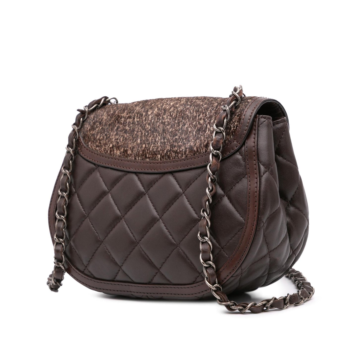 Chanel Paris-Salzburg Quilted Lambskin Pony Hair Saddle Crossbody Bag