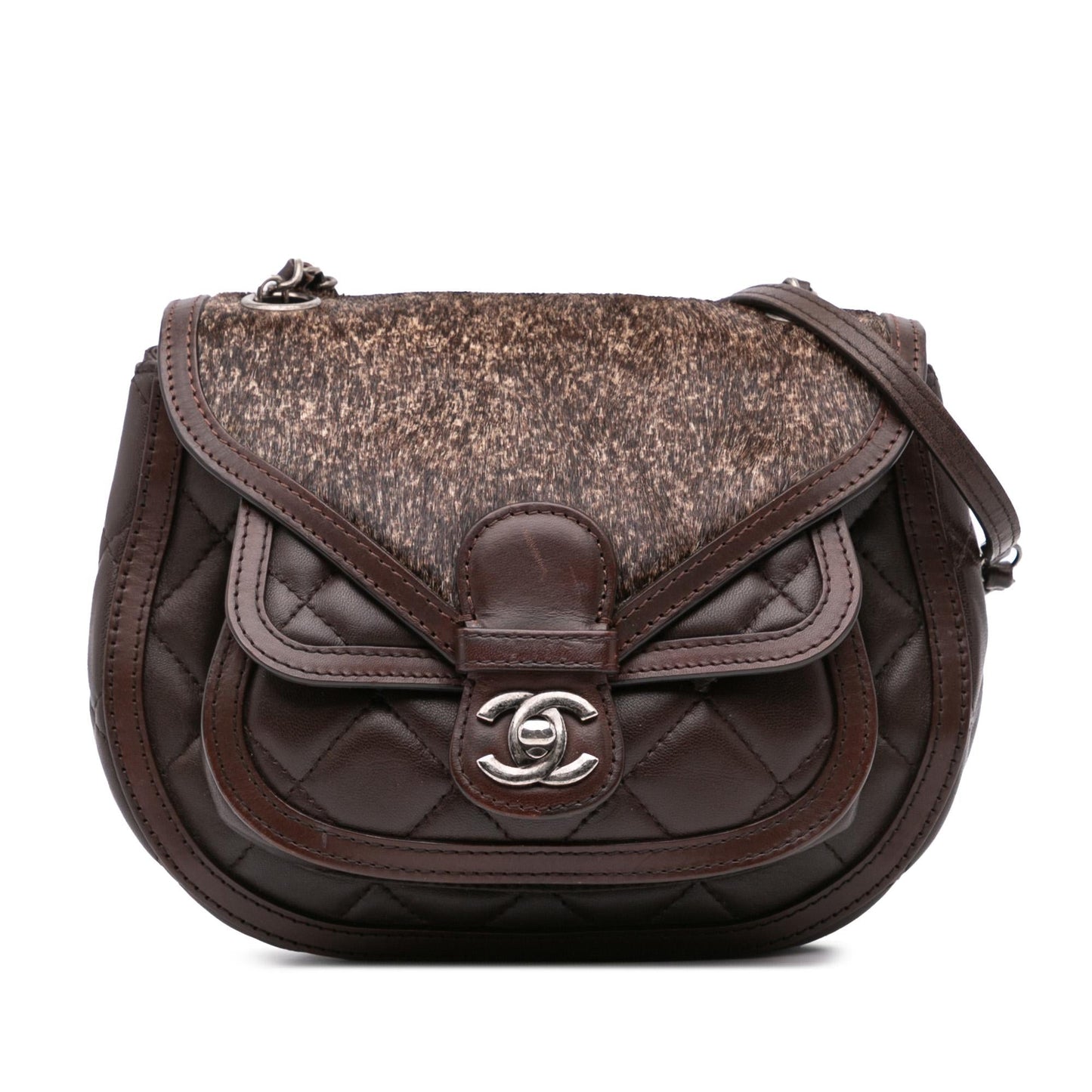 Chanel Paris-Salzburg Quilted Lambskin Pony Hair Saddle Crossbody Bag Crossbody 2