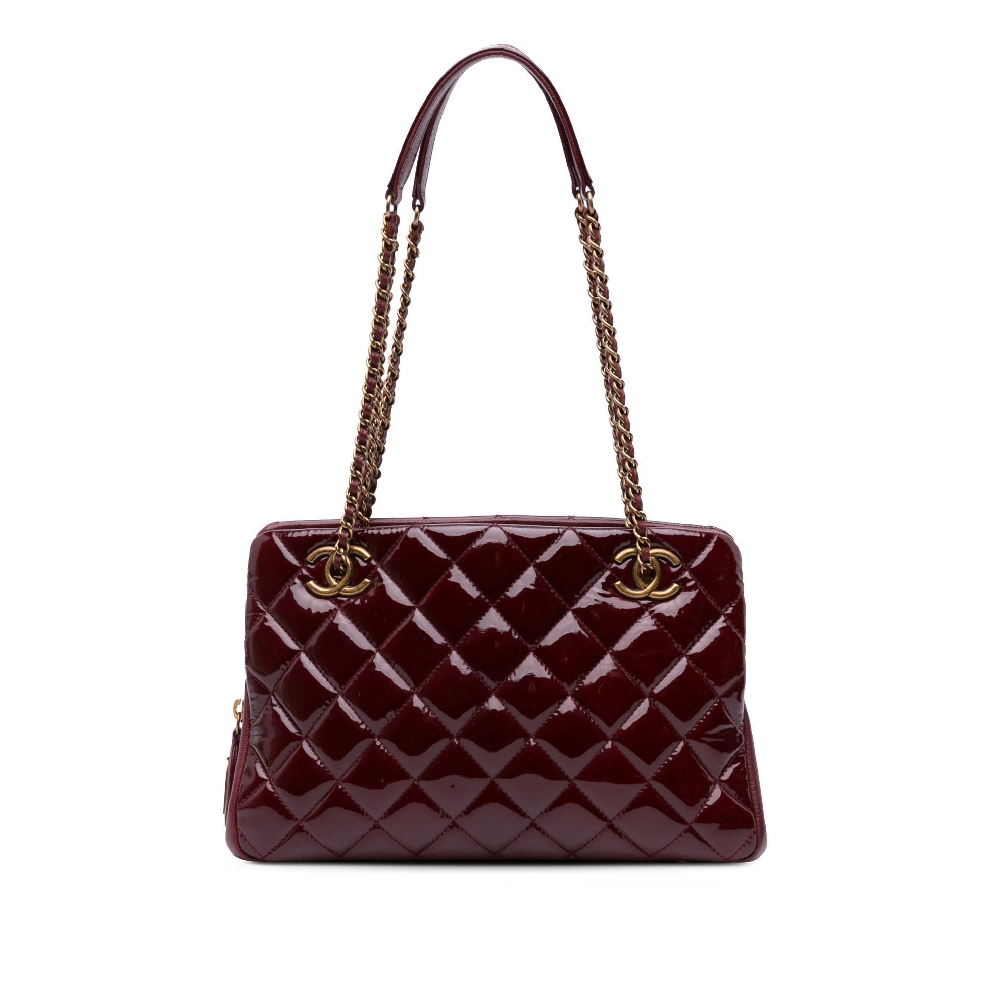 Chanel Paris Salzburg Patent Goatskin CC Eyelet Small Tote Bag