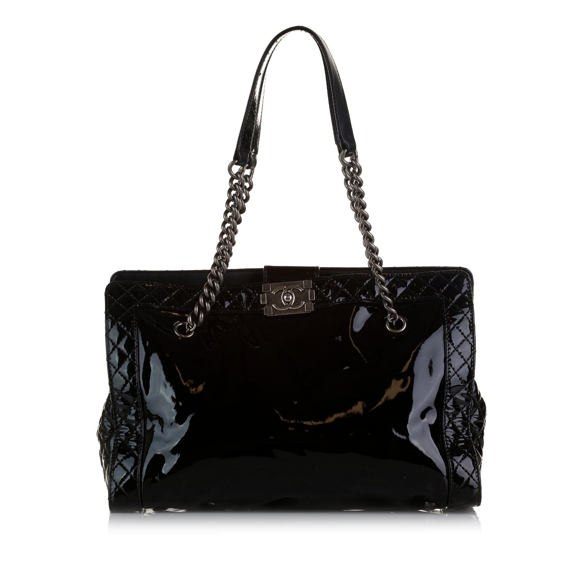 Chanel Patent Boy Reverso Shopping Tote Bag Shopping Tote