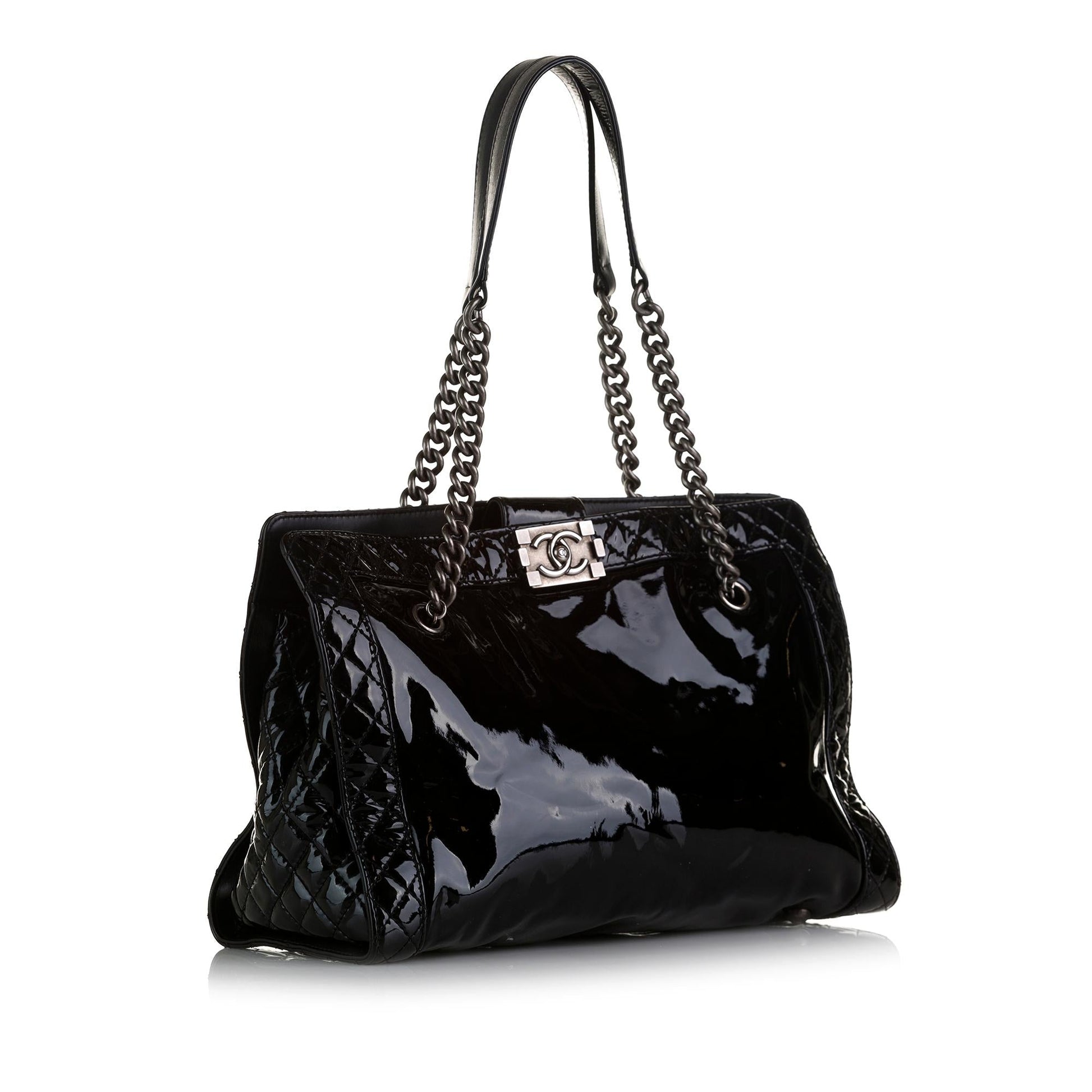 Chanel Patent Boy Reverso Shopping Tote Bag Shopping Tote