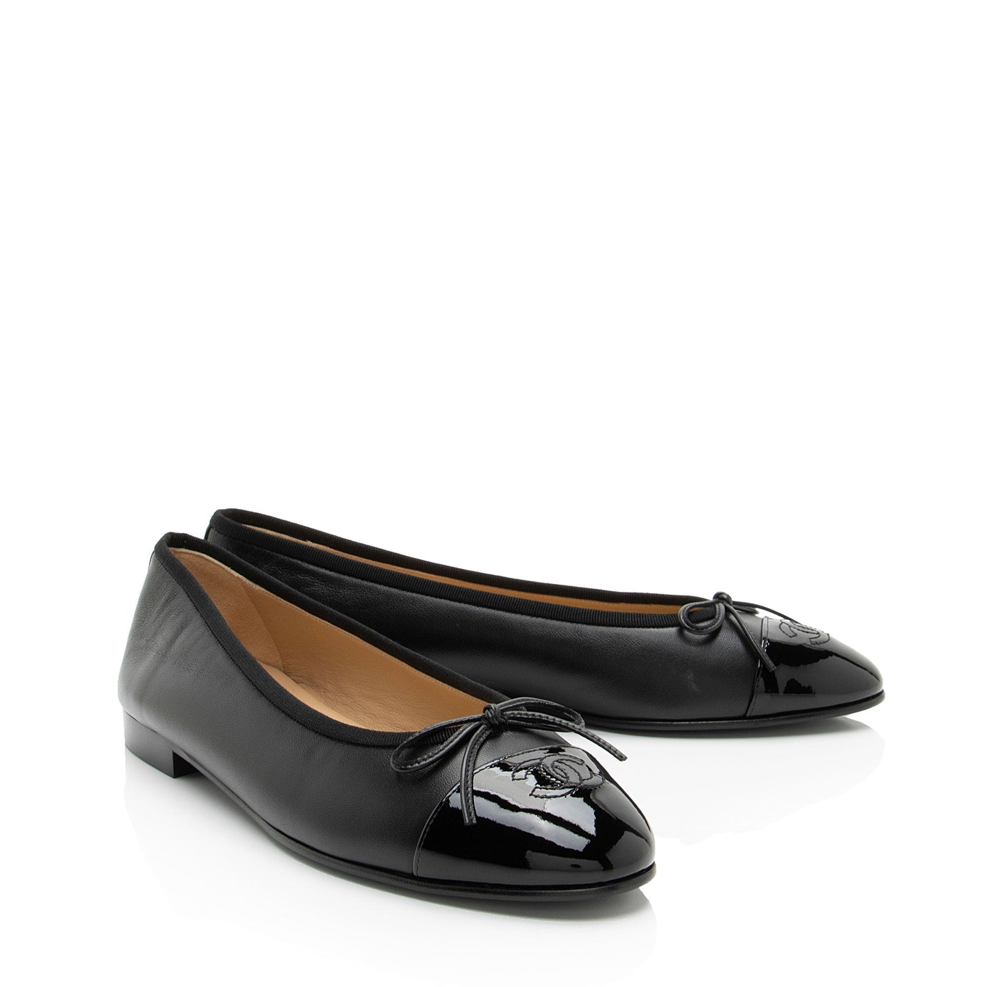 Chanel Patent Calfskin CC Cap Toe Ballet Hat