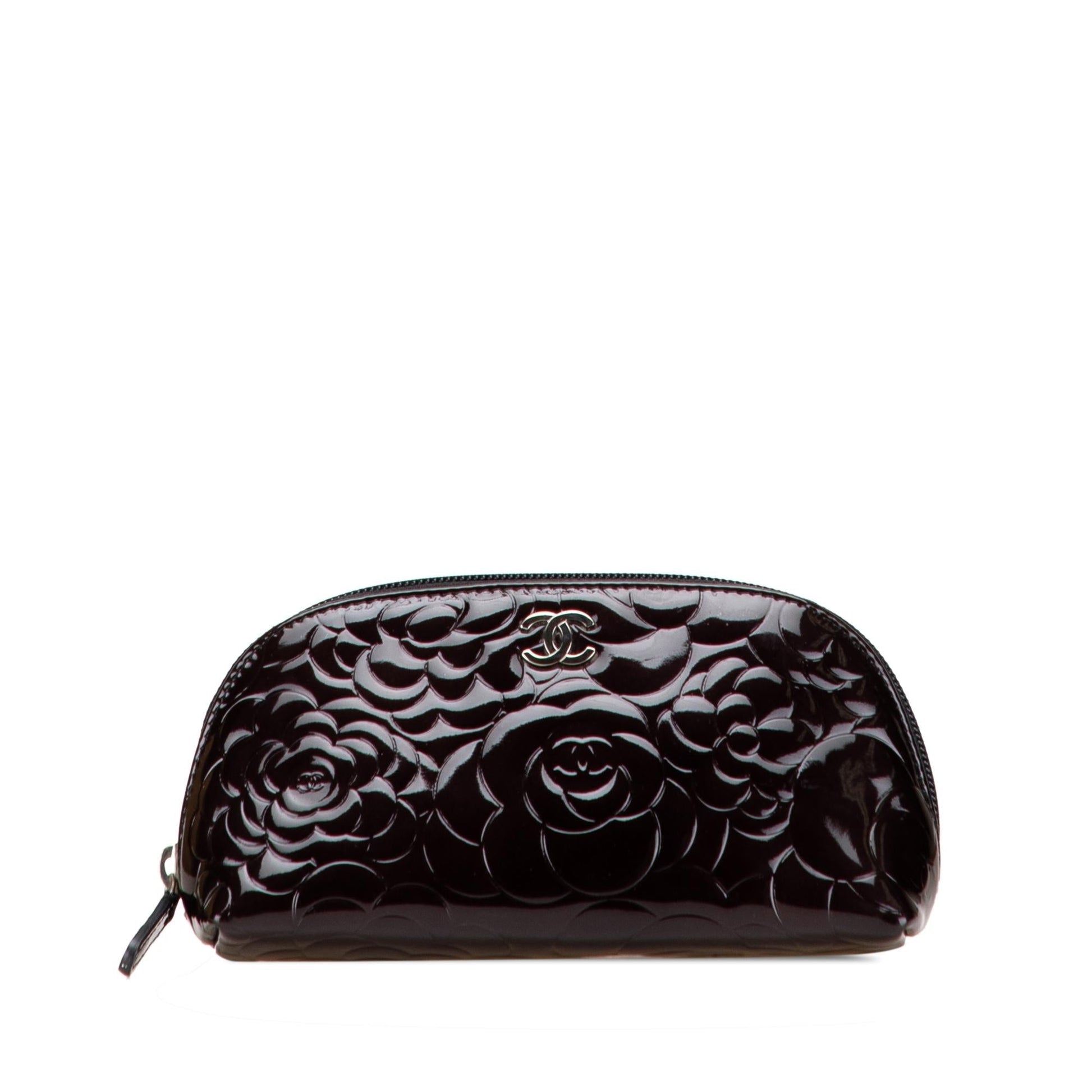 Chanel Patent Camellia Cosmetic Handbag