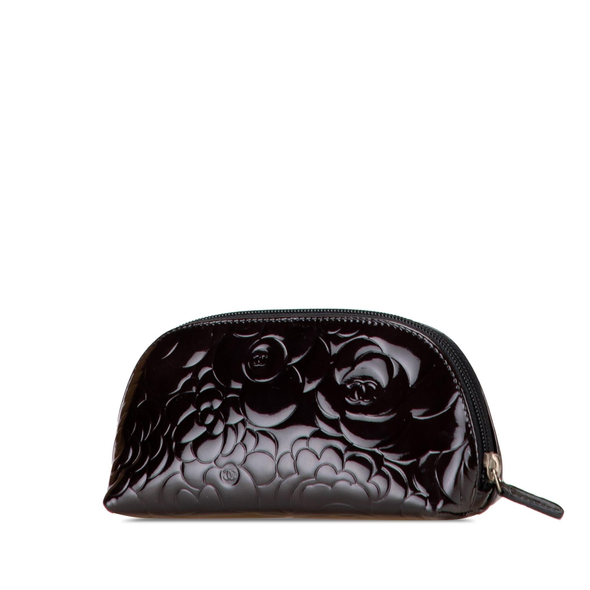 Chanel Patent Camellia Cosmetic Handbag