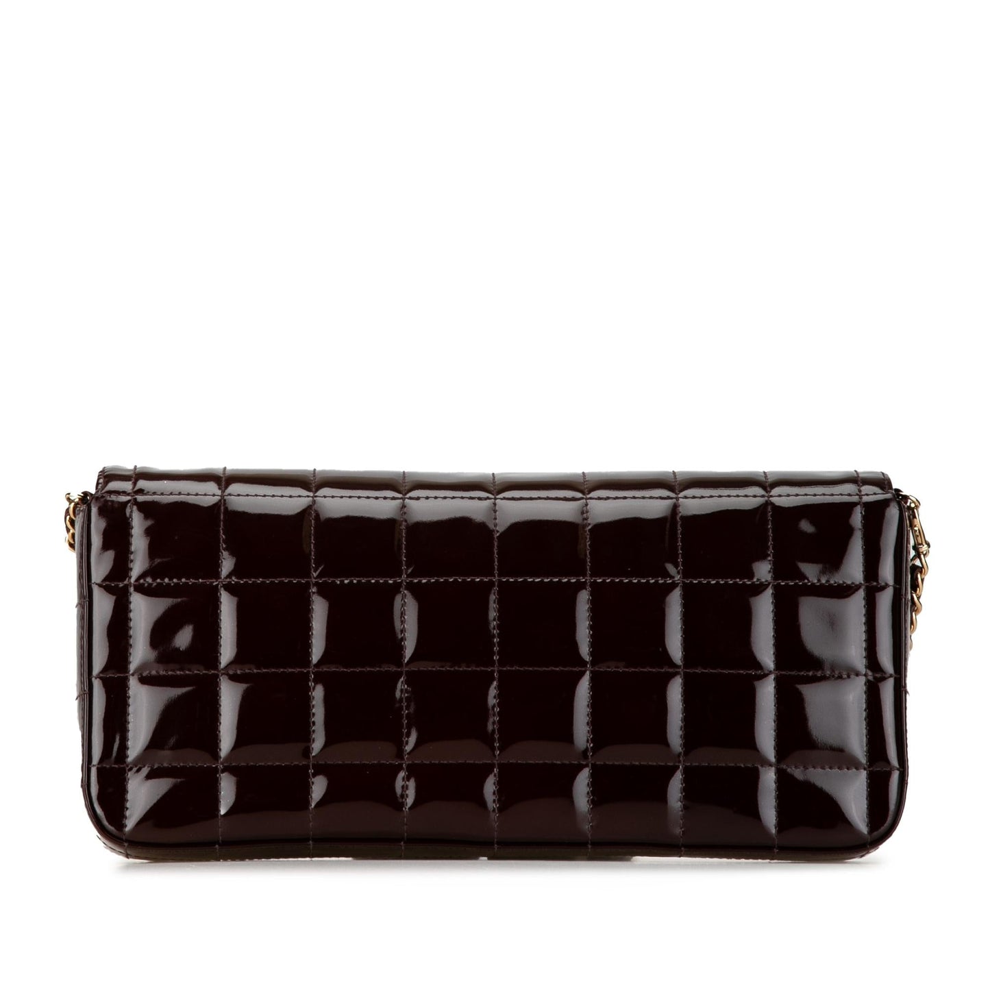 Chanel Patent Choco Bar East West Flap Handbag