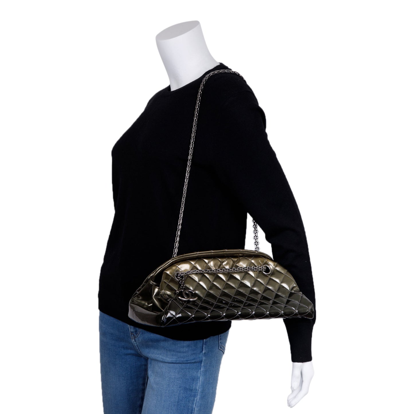 Chanel Patent Just Mademoiselle Bowler Travel Bag