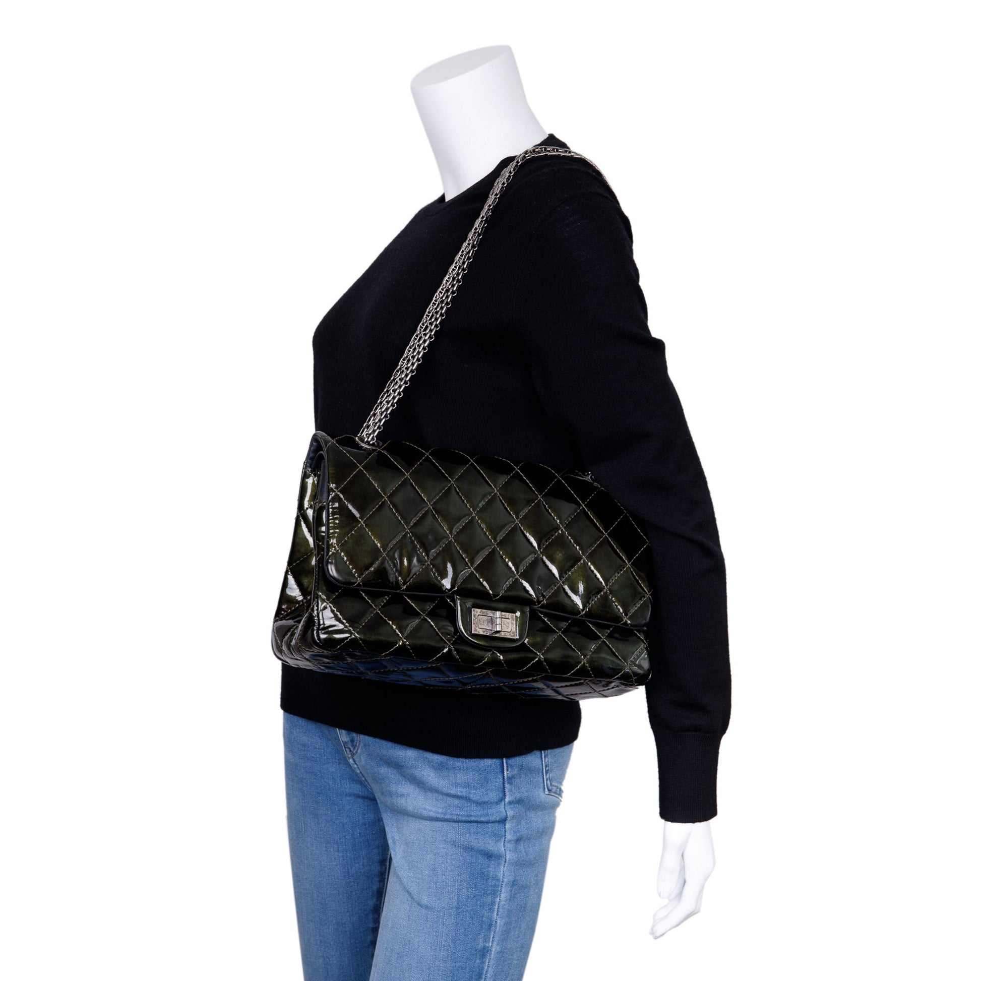 Chanel Patent 2.55 Reissue 227 Double Leather Travel Bag