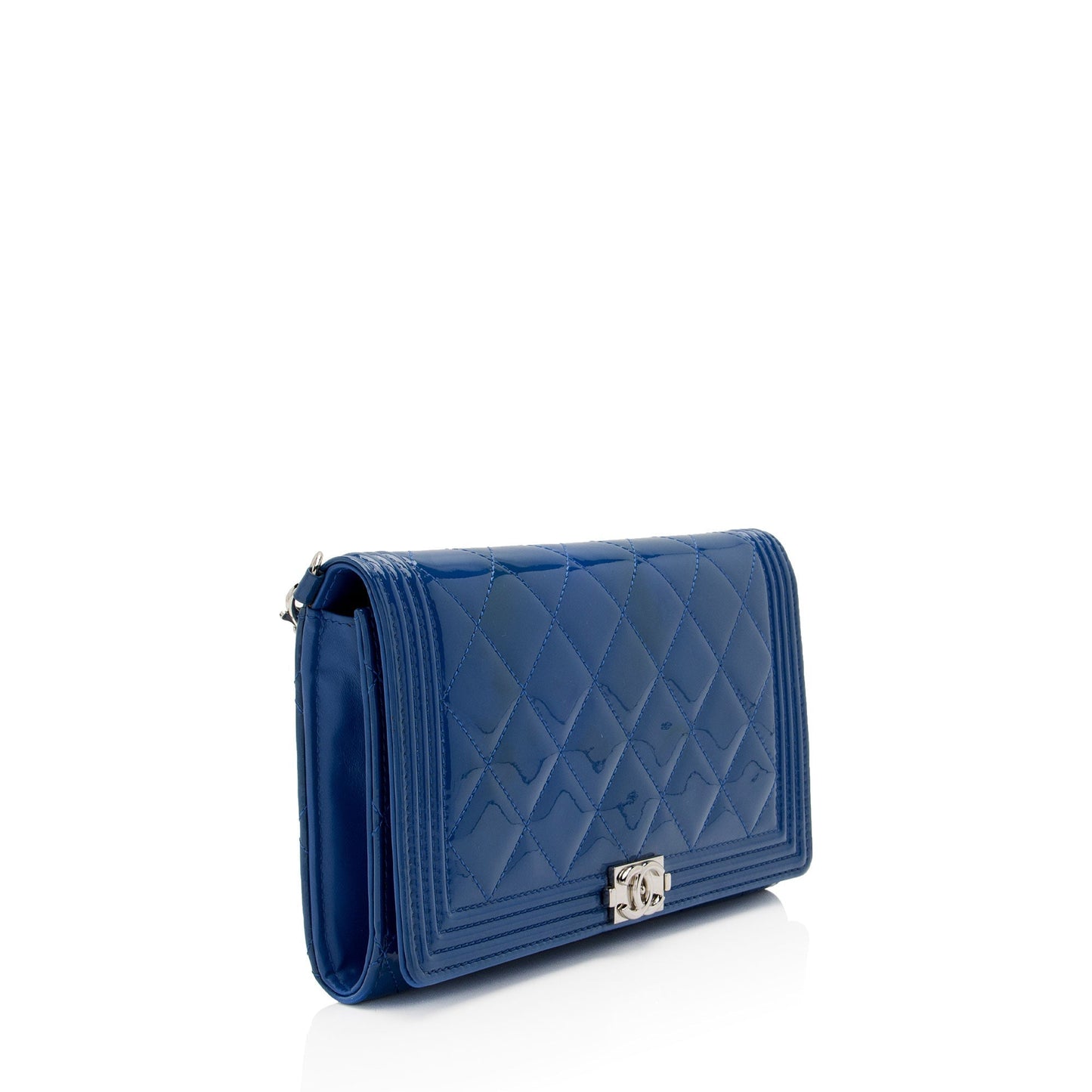 Chanel Patent Boy on Leather Clutch Bag