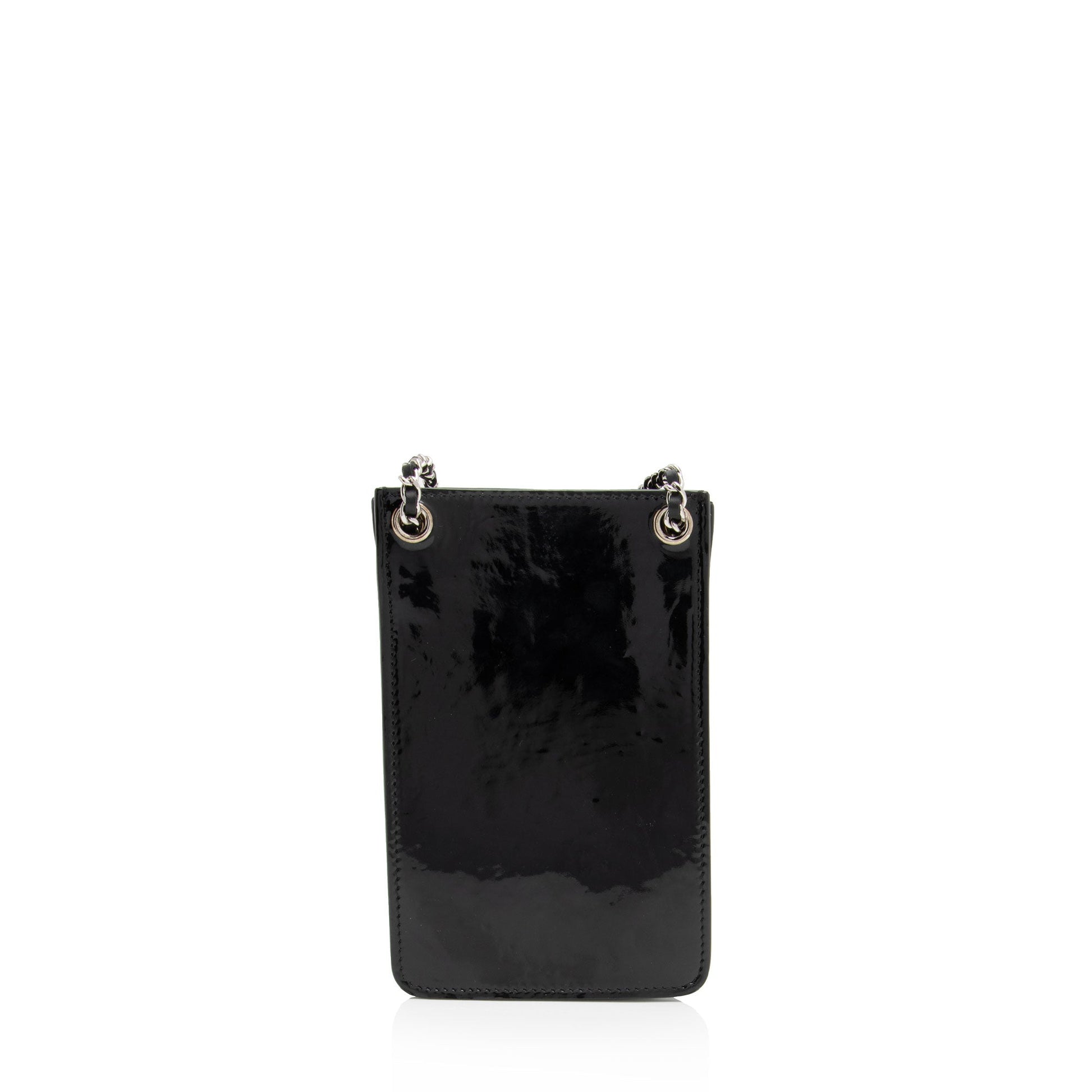 Chanel Patent Leather CC Phone Holder Crossbody (SHF-VnP7Do)